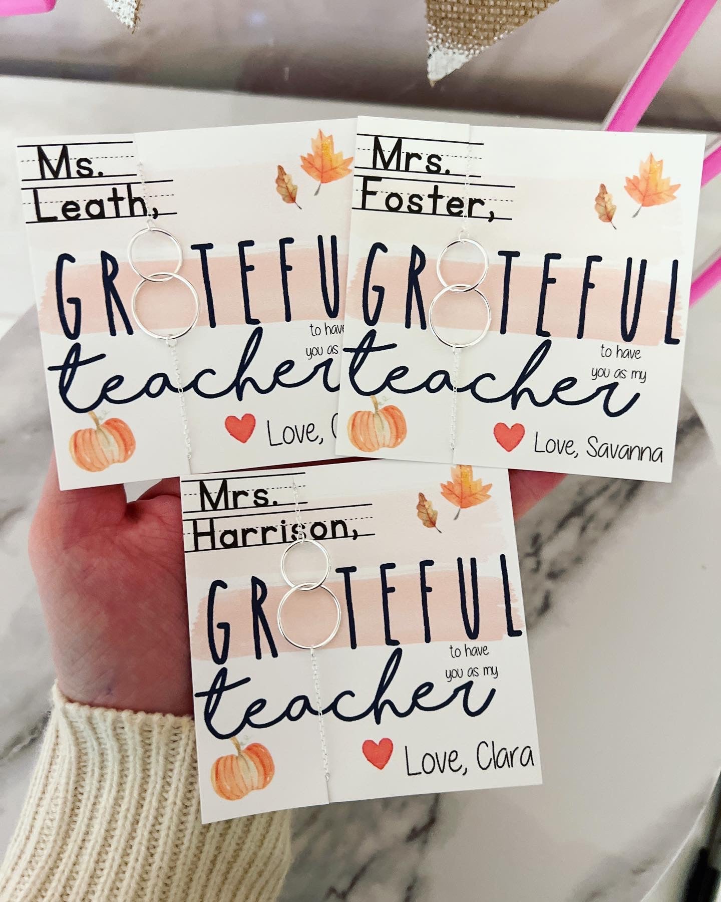 Grateful For You Teacher Necklace