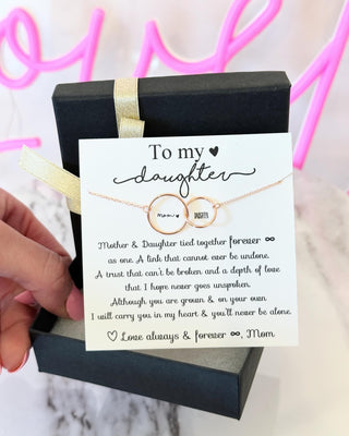 To my Daughter Necklace, Mother's Day Gift, Non-Tarnish Double Hoop Infinity Necklace, Daughter Necklace Gift, Mother Daughter Necklace
