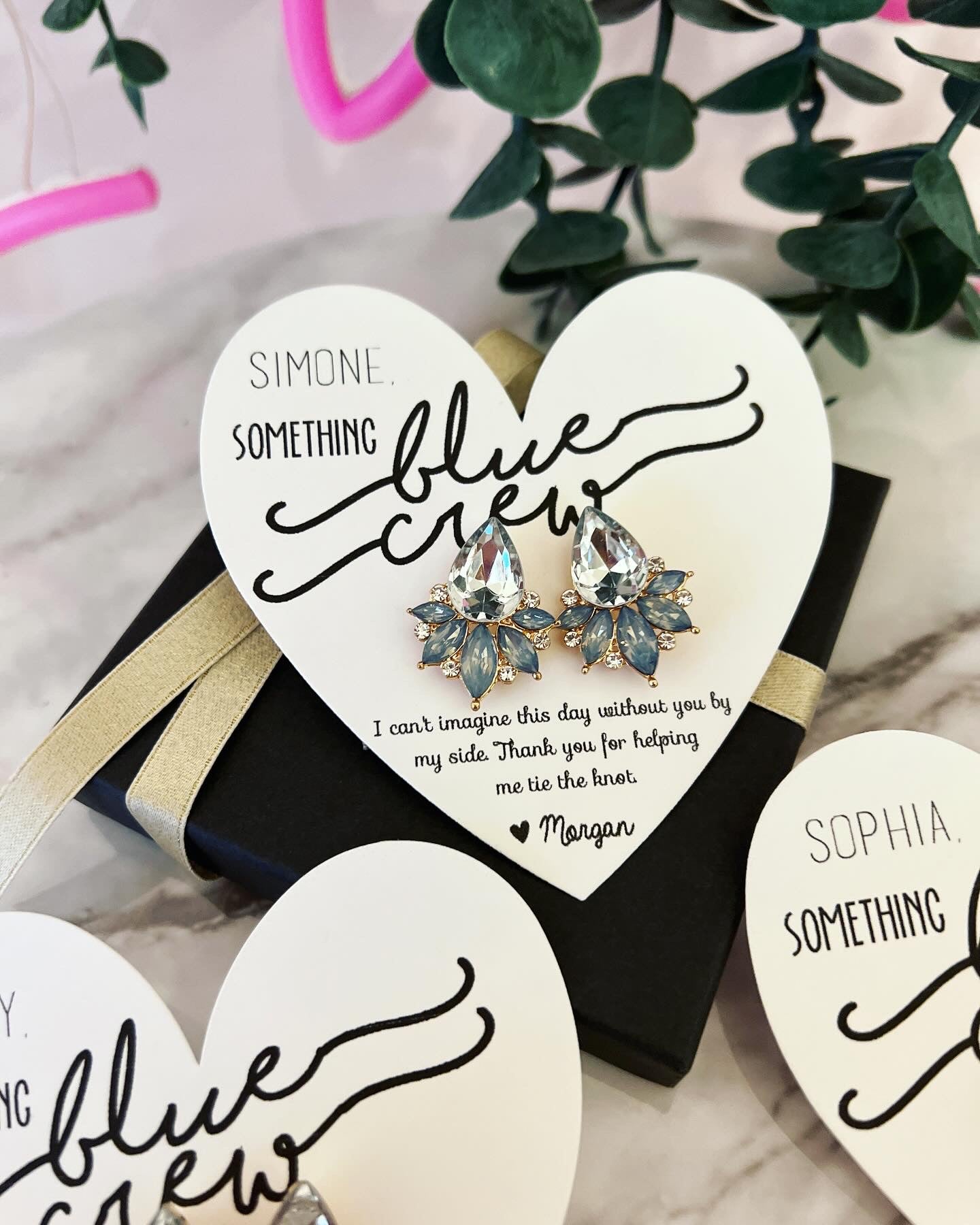 Bridesmaid Opal earrings Something Blue, blue crew gifts! TOP SELLER! Bridal party proposal gift, bridesmaid box, Bridesmaid thank you