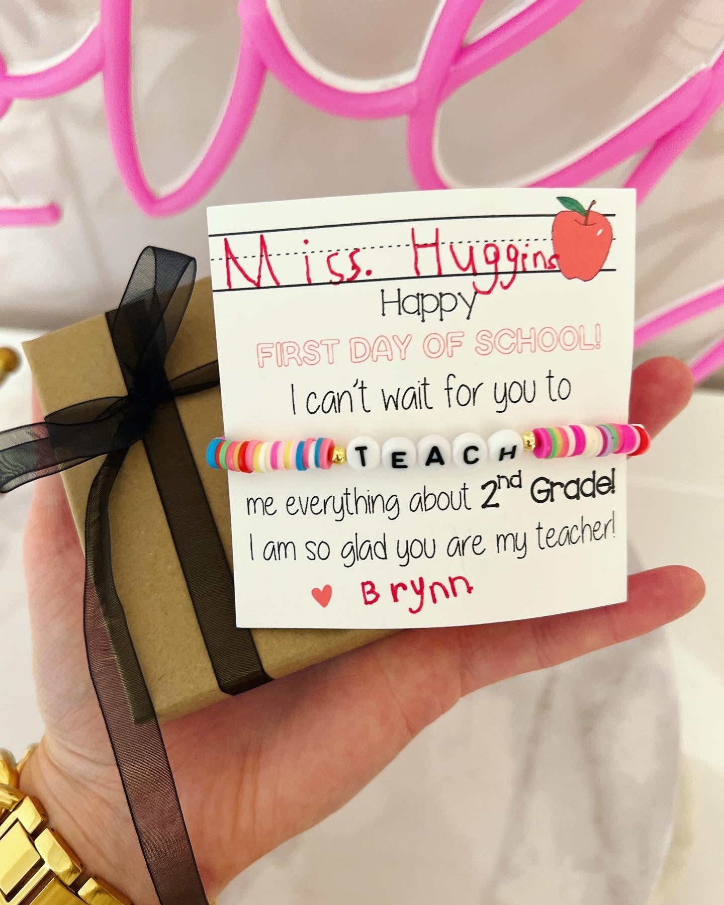 Rainbow teach bracelet! Teacher Gift! Back to School Gift! First day of school teacher gift
