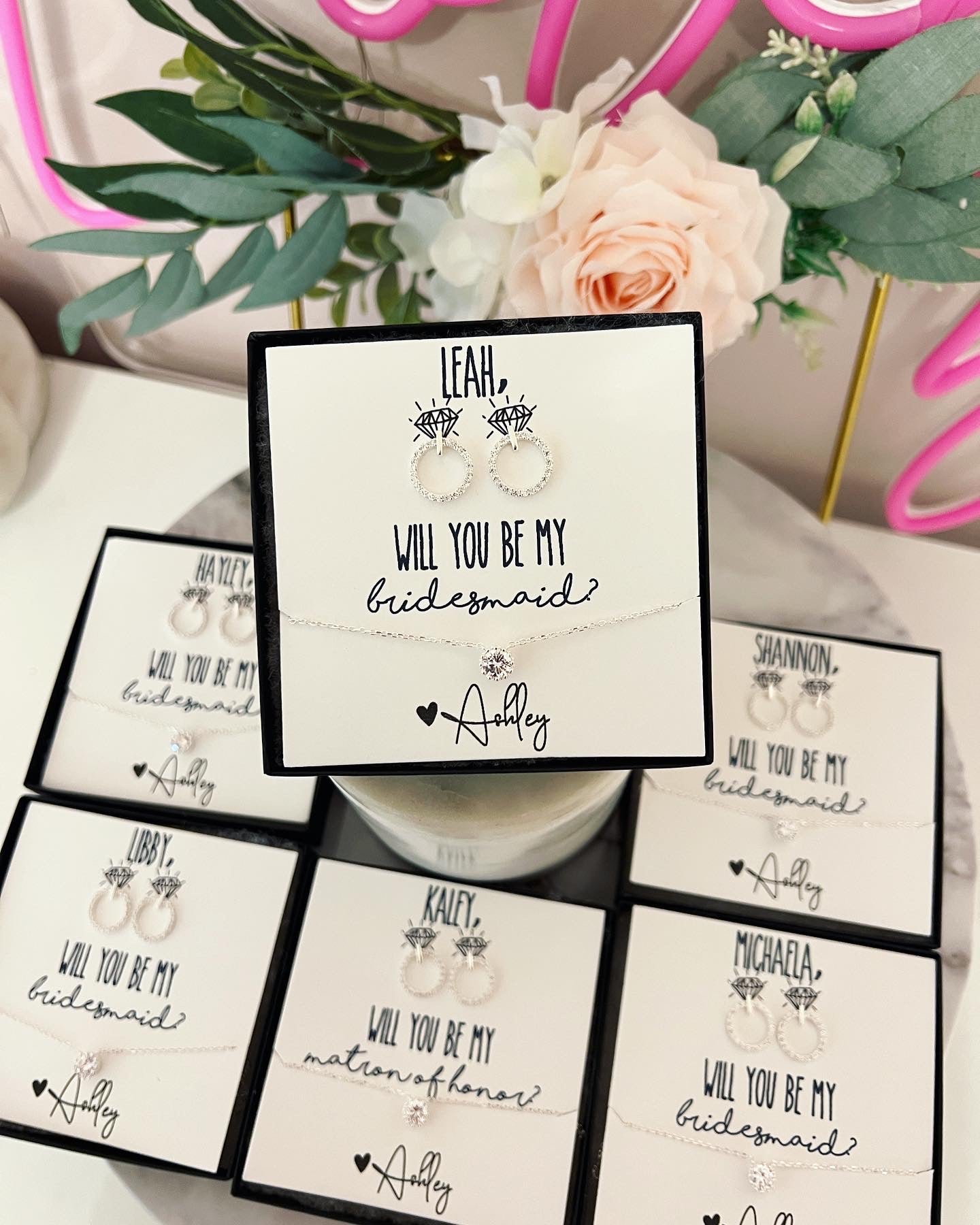 Will you be my...? Bridal Party Earring + Necklace Gift Set!