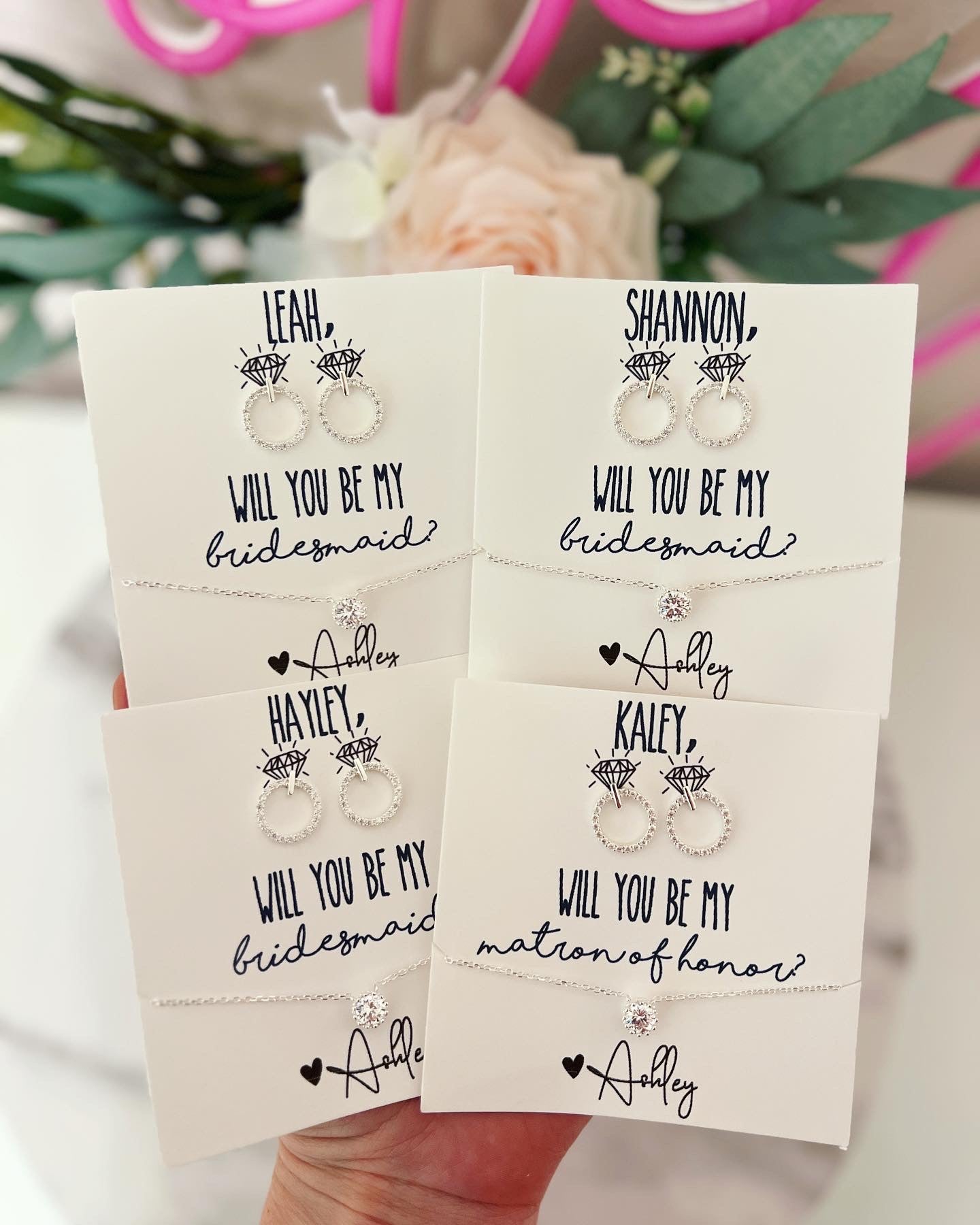 Will you be my...? Bridal Party Earring + Necklace Gift Set!