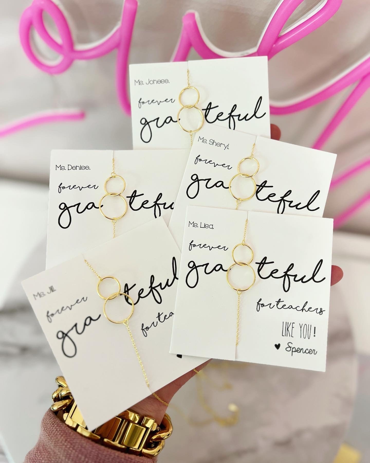 Grateful Necklace! Infinity Circles! Teacher Gift