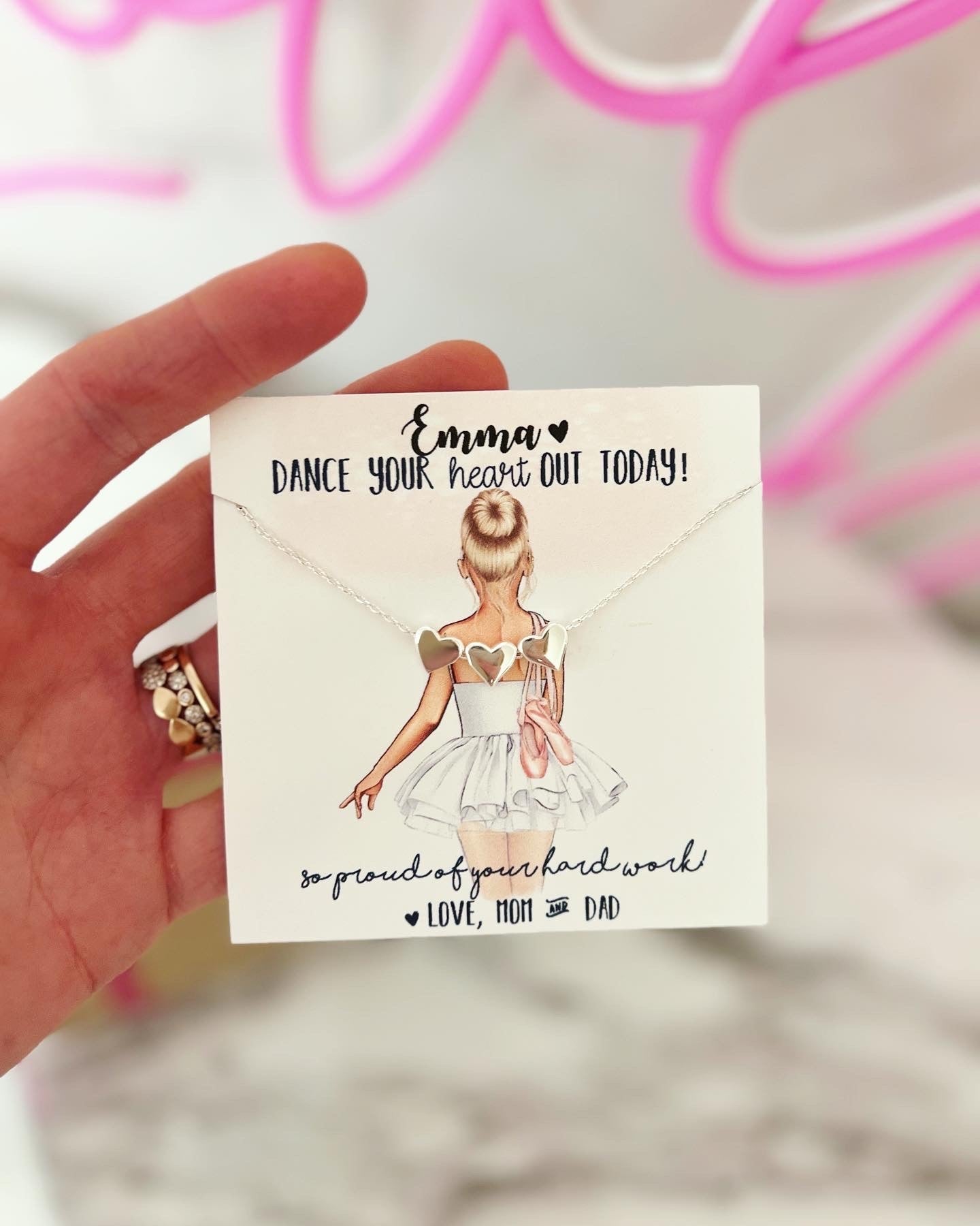 Dancer Heart Charm Necklace & custom Dancer card