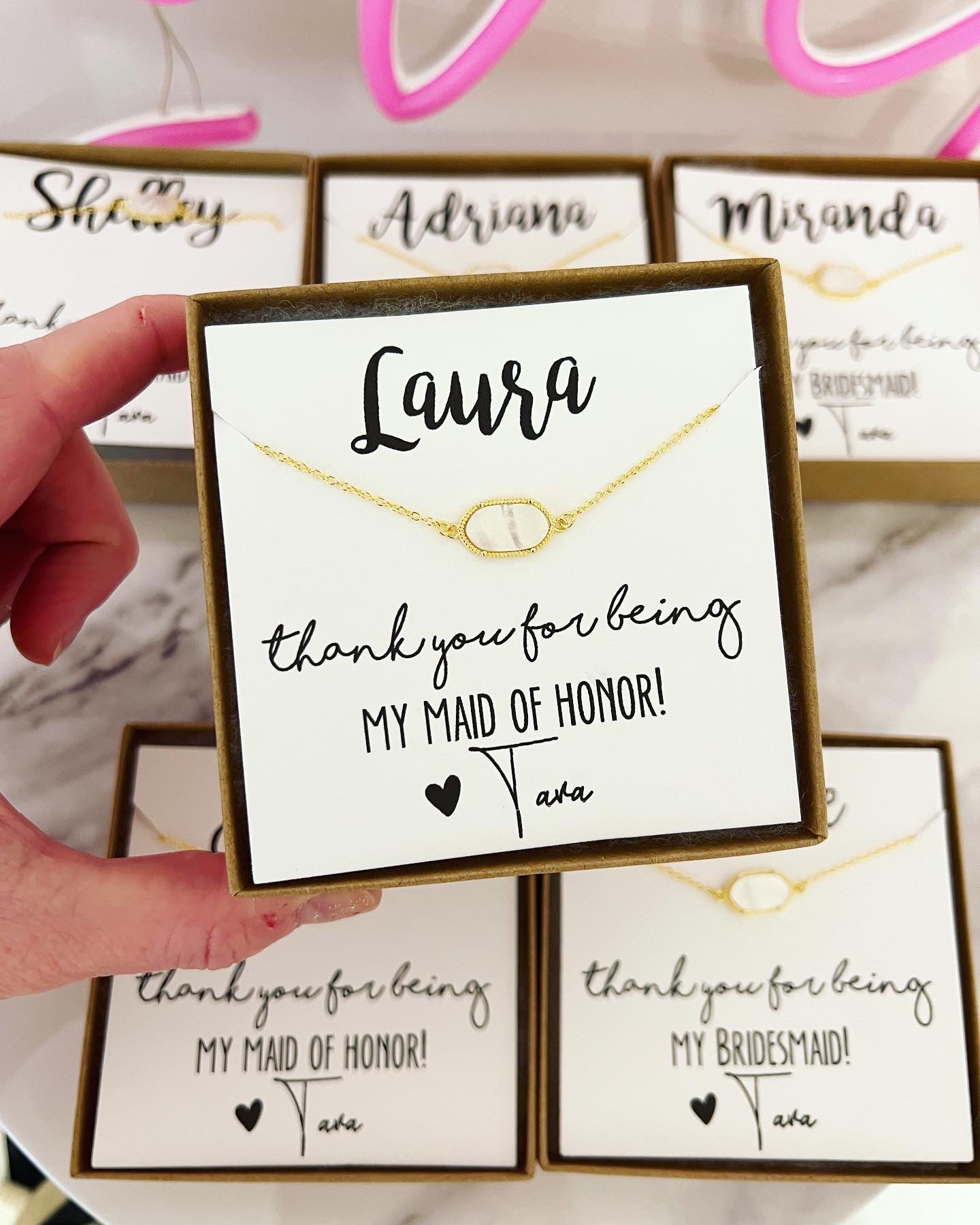 Thank you for being my....Bridal Party Iridescent White+ Gold Bracelet!