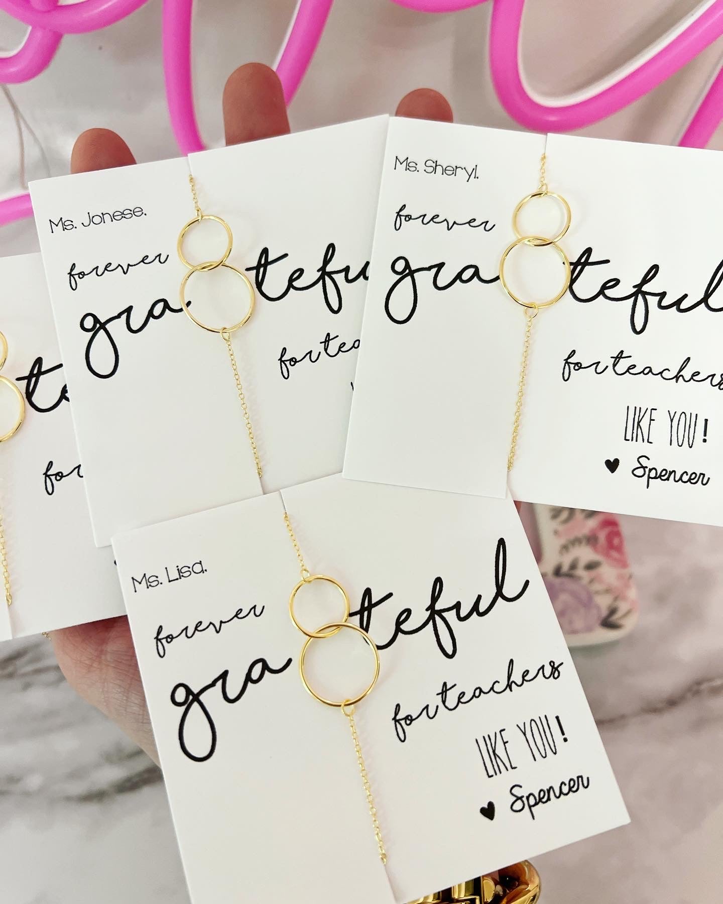 Grateful Necklace! Infinity Circles! Teacher Gift