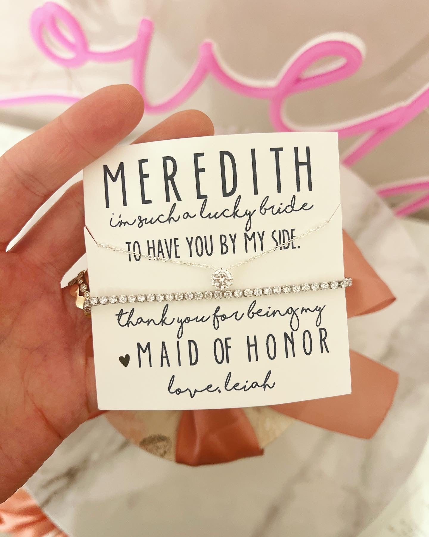 Thank You Bridal Party Necklace & Bracelet Set