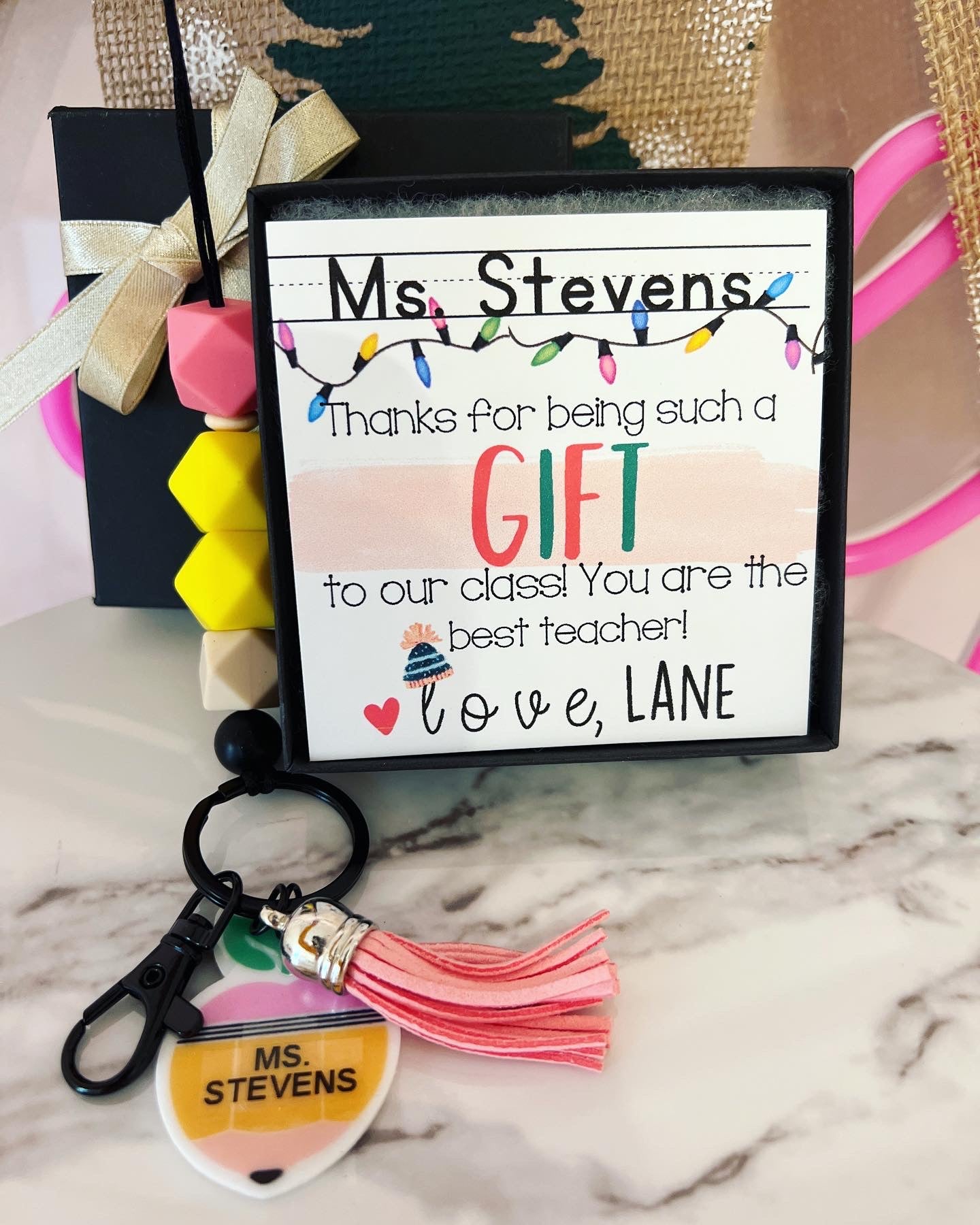 Holiday Teacher Gift Pencil Lanyard