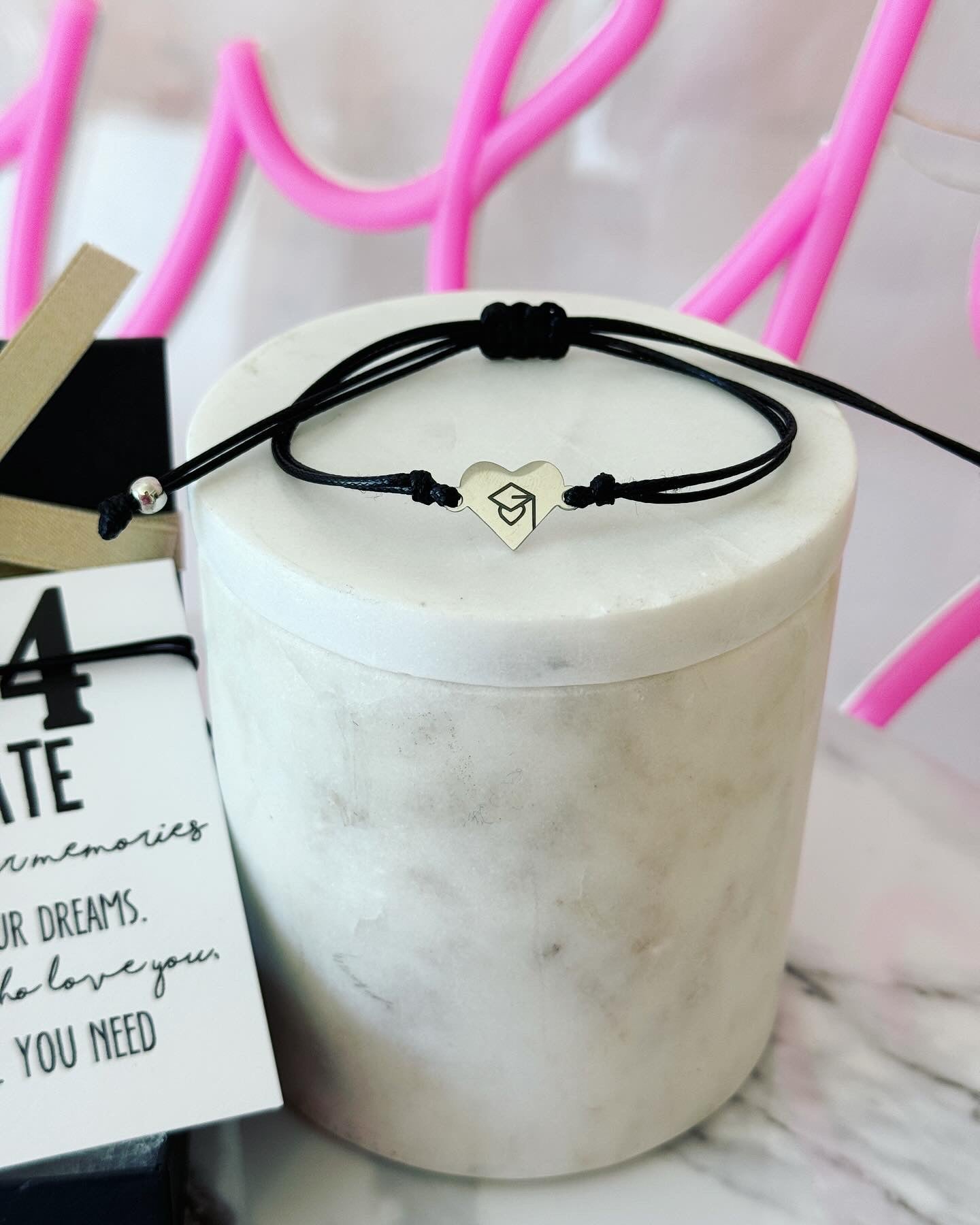Personalized Graduation Gift! Laser Engraved Cap & Tassel adjustable rope bracelet, Graduation gift, Adjustable Graduation bracelet, Gift for graduate, card + box included!