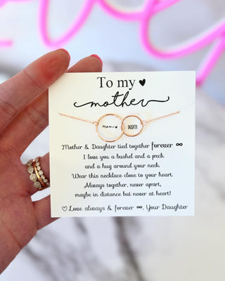 I love you a bushel & a peck! Mother's Day Gift, Non-Tarnish Double Hoop Infinity Necklace, Mom Thank you Gift, Mother Daughter Necklace