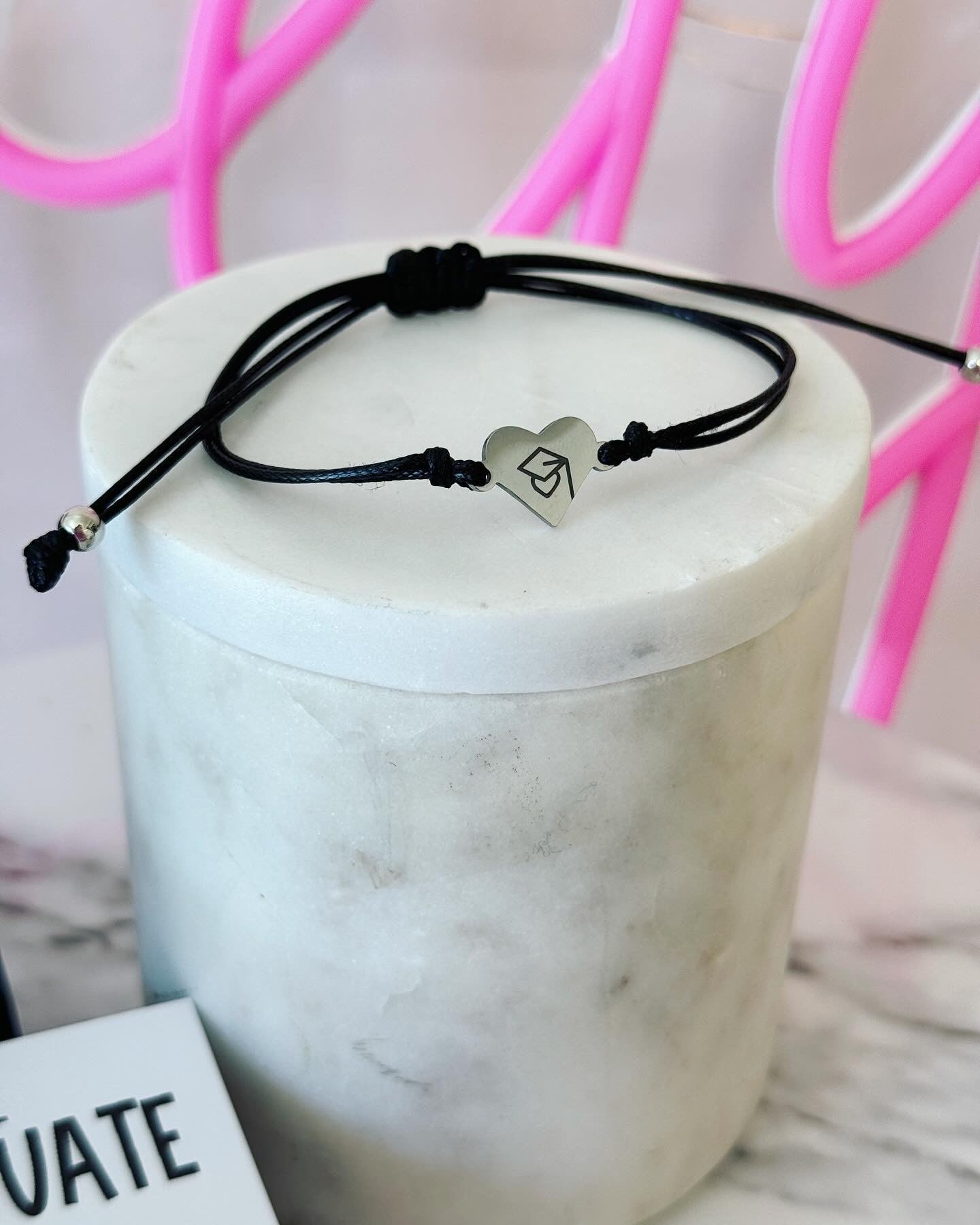 Personalized Graduation Gift! Laser Engraved Cap & Tassel adjustable rope bracelet, Graduation gift, Adjustable Graduation bracelet, Gift for graduate, card + box included!