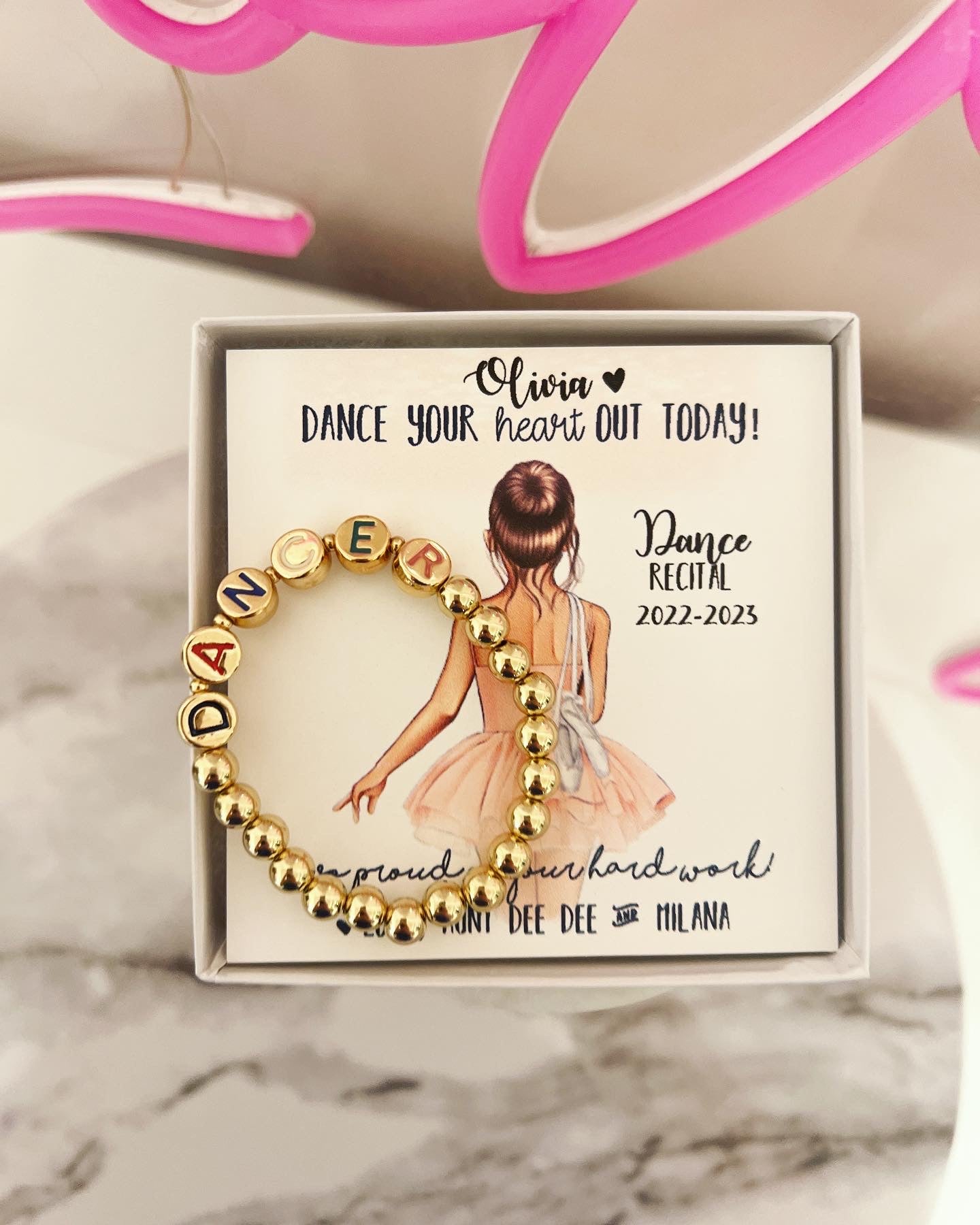 Dancer beaded Bracelet & custom Dancer card