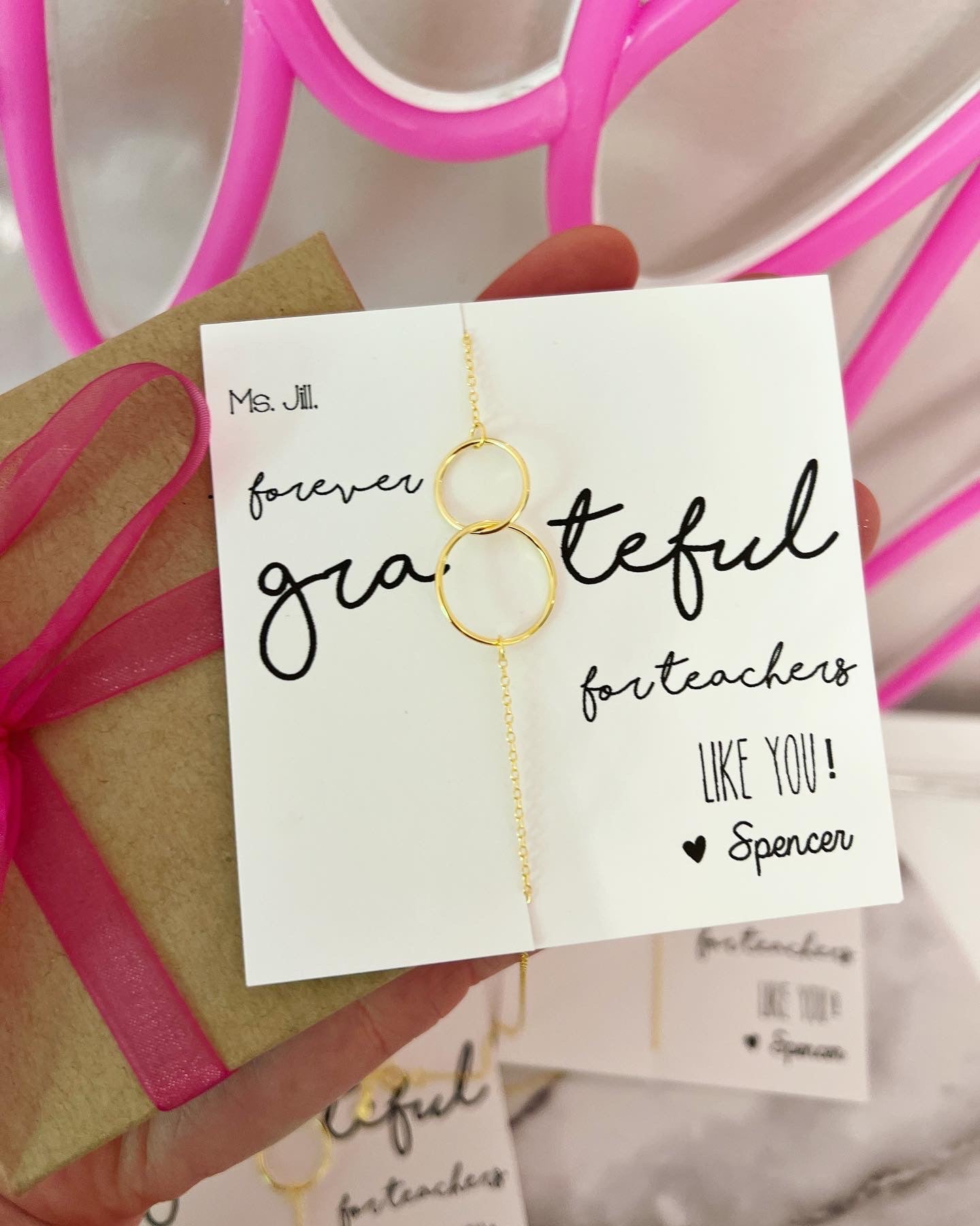 Grateful Necklace! Infinity Circles! Teacher Gift