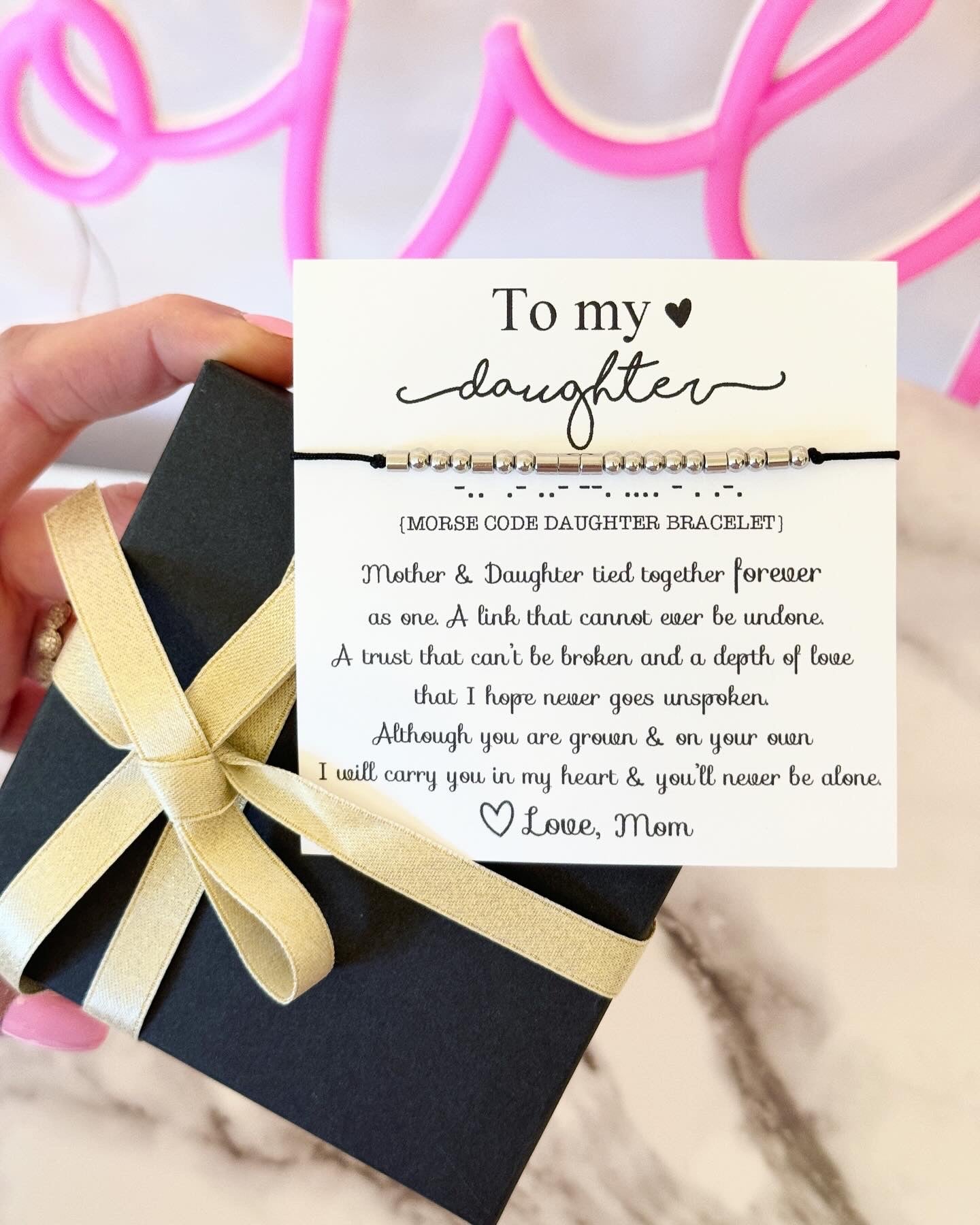 To my Daughter, "Daughter" Morse Code bracelet, Card, box and ribbon included! Daughter gift, Mother daughter bracelet