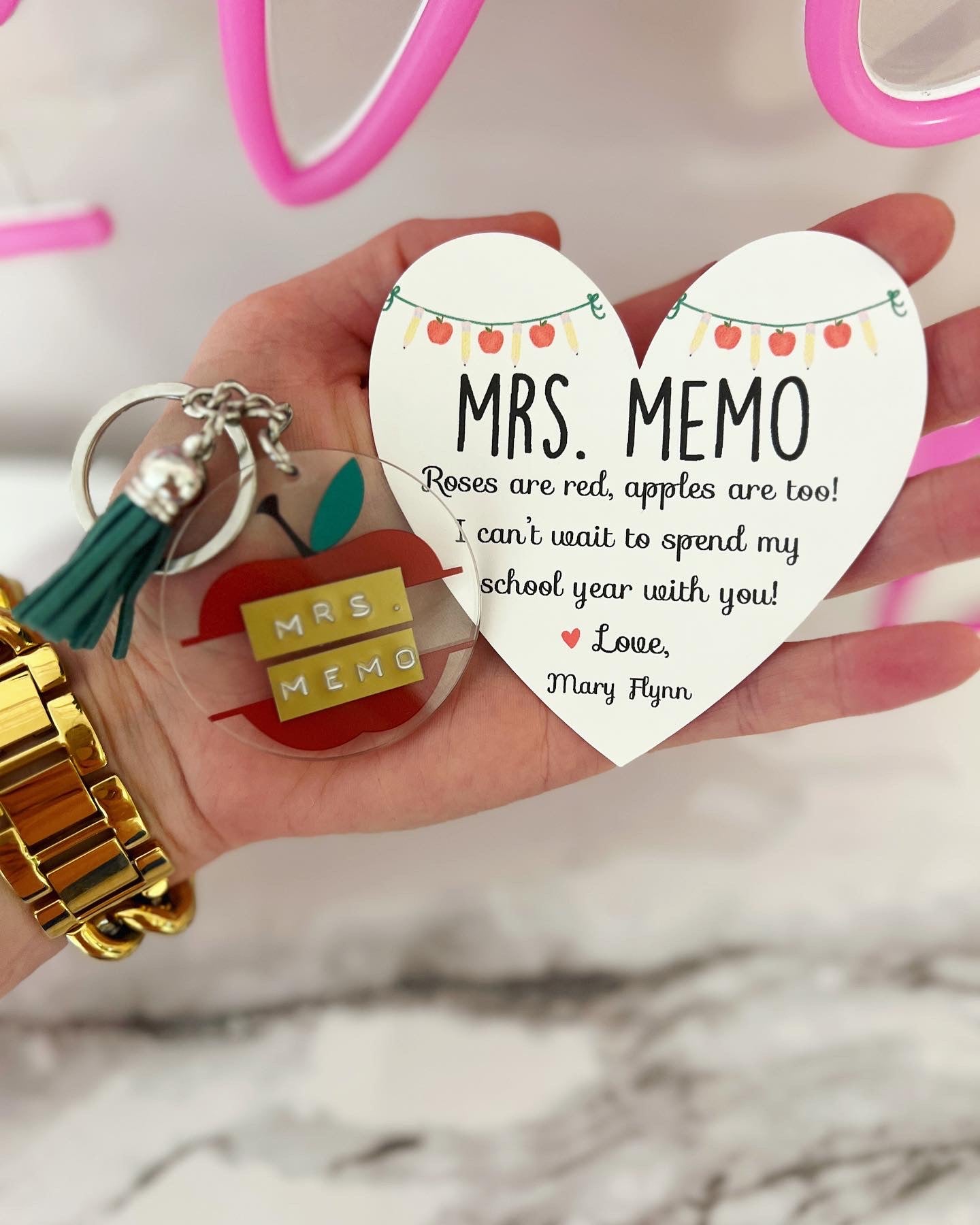 First Day of School Teacher gift! Apple keychain!