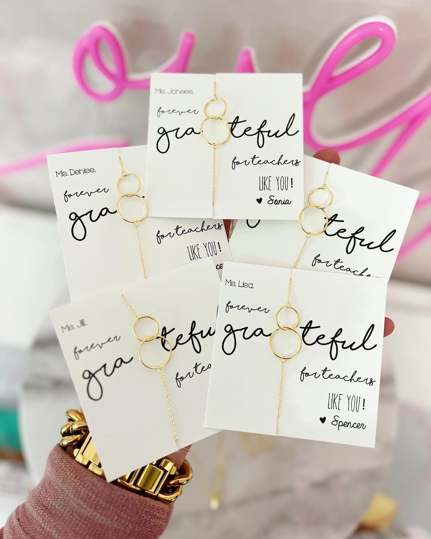 Grateful Necklace! Infinity Circles! Teacher Gift