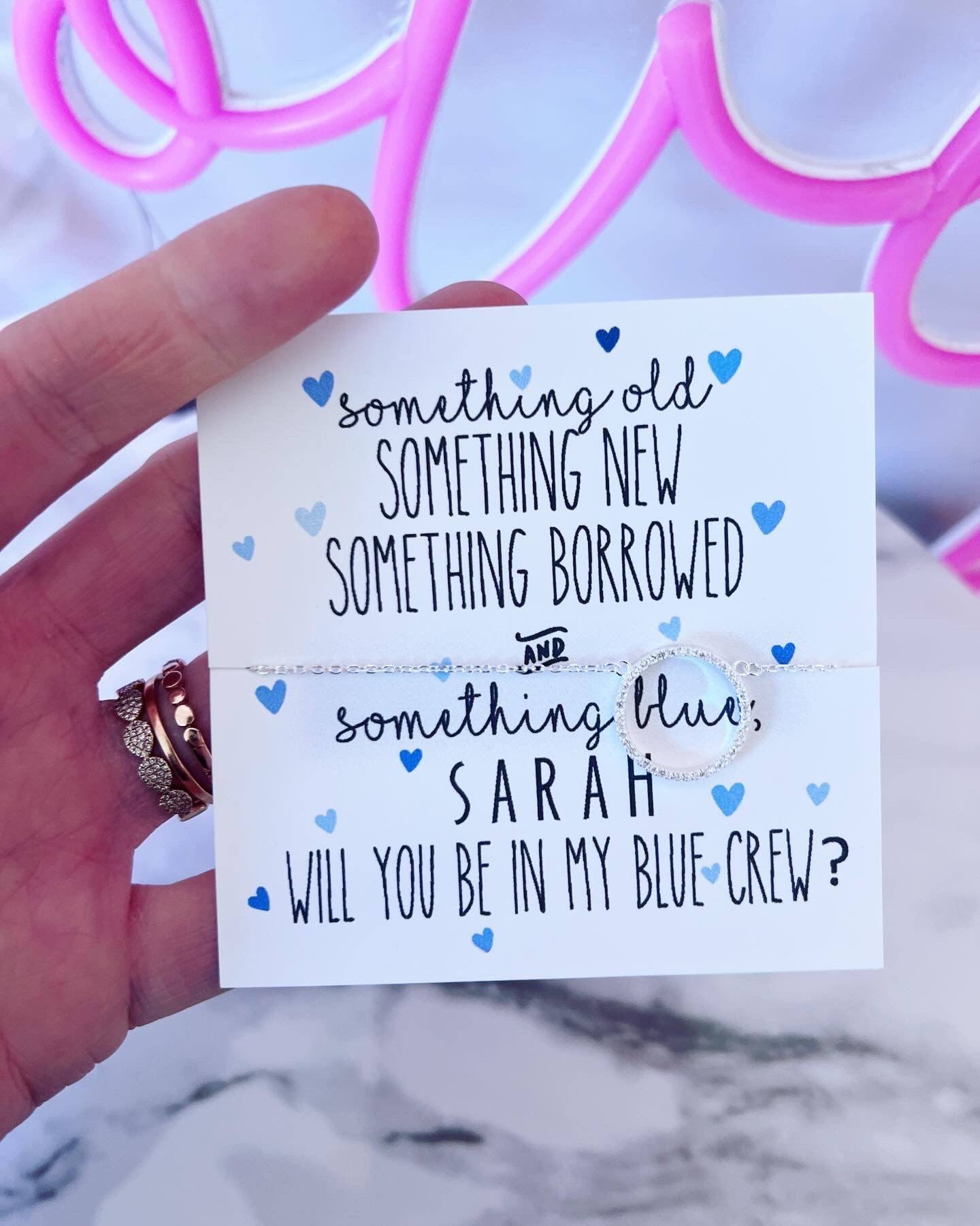 Blue Crew Circle Pendant Necklace! Be my Something Blue? Wedding party gift!