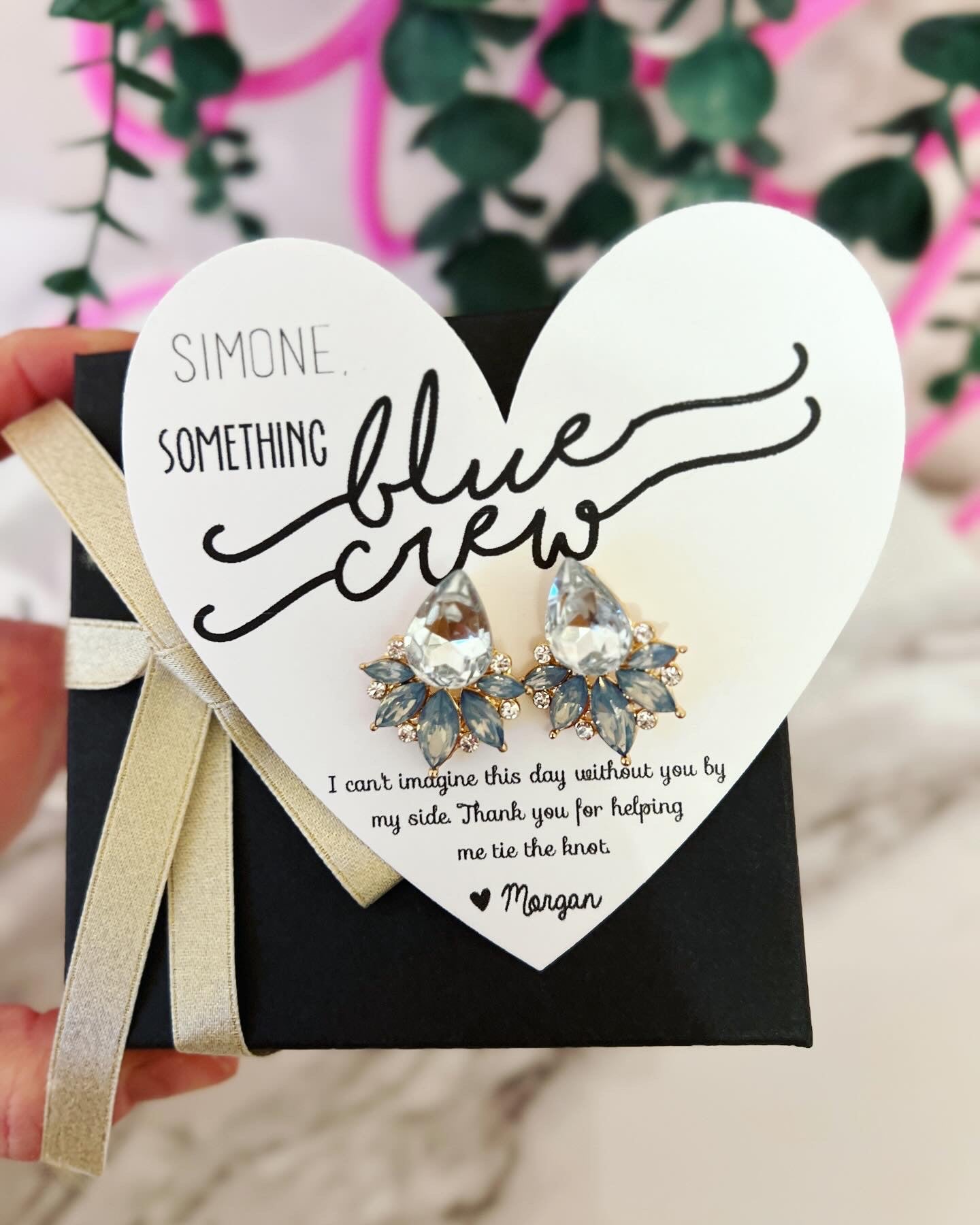 Bridesmaid Opal earrings Something Blue, blue crew gifts! TOP SELLER! Bridal party proposal gift, bridesmaid box, Bridesmaid thank you