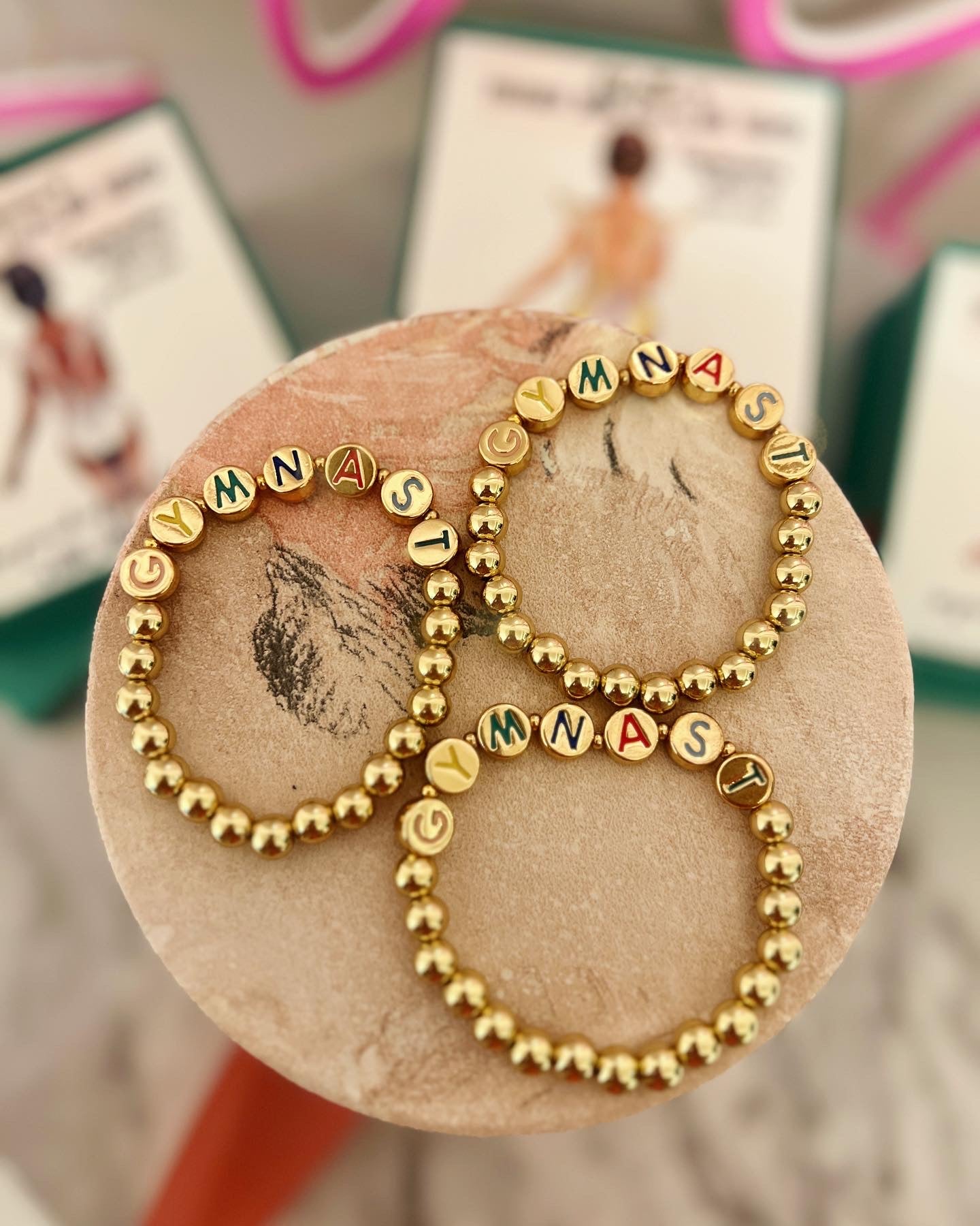 Gymnastics beaded Bracelet & custom Gymnast card