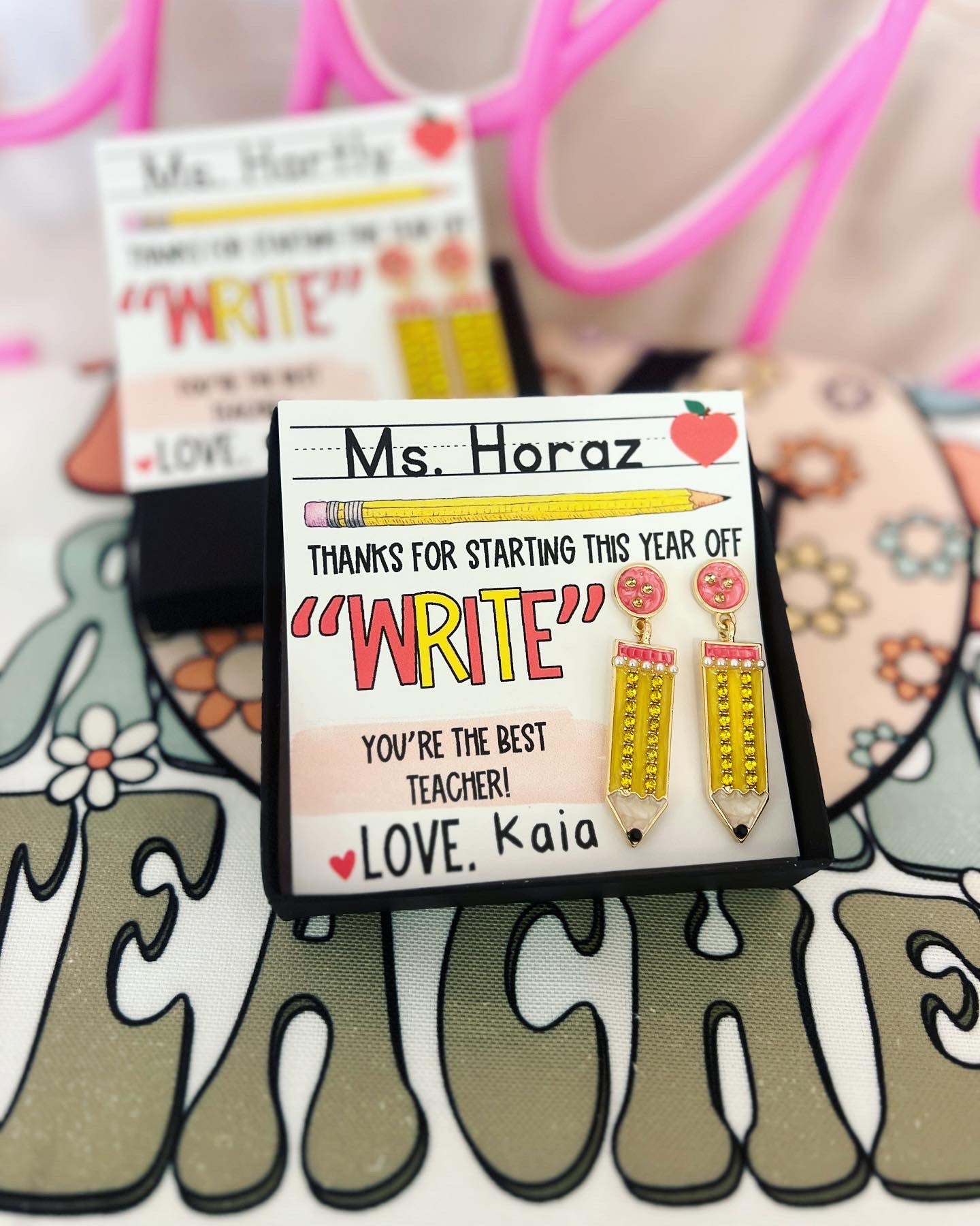 Thanks for starting the year off "Write!" Teacher Pencil Earrings!