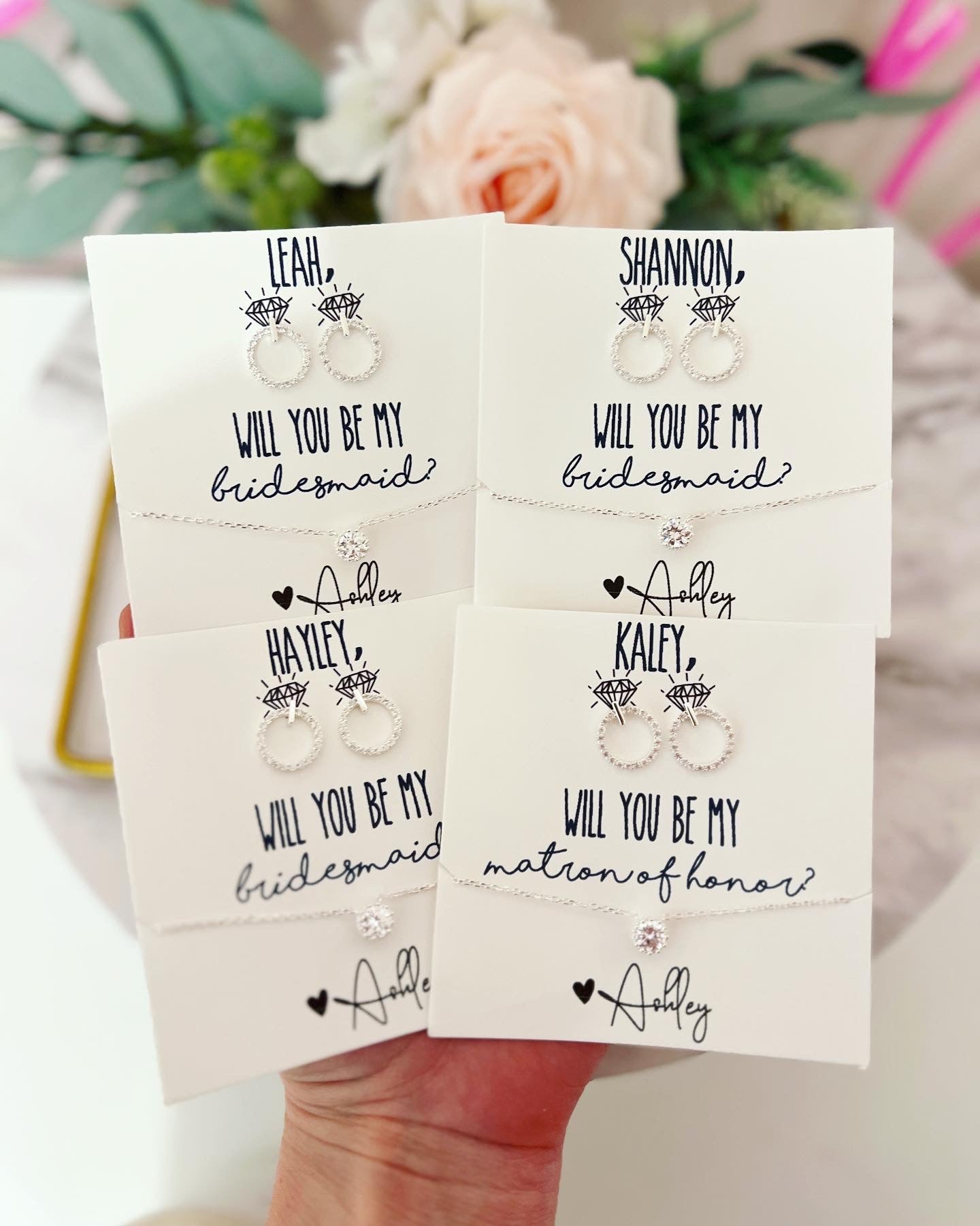 Will you be my...? Bridal Party Earring + Necklace Gift Set!