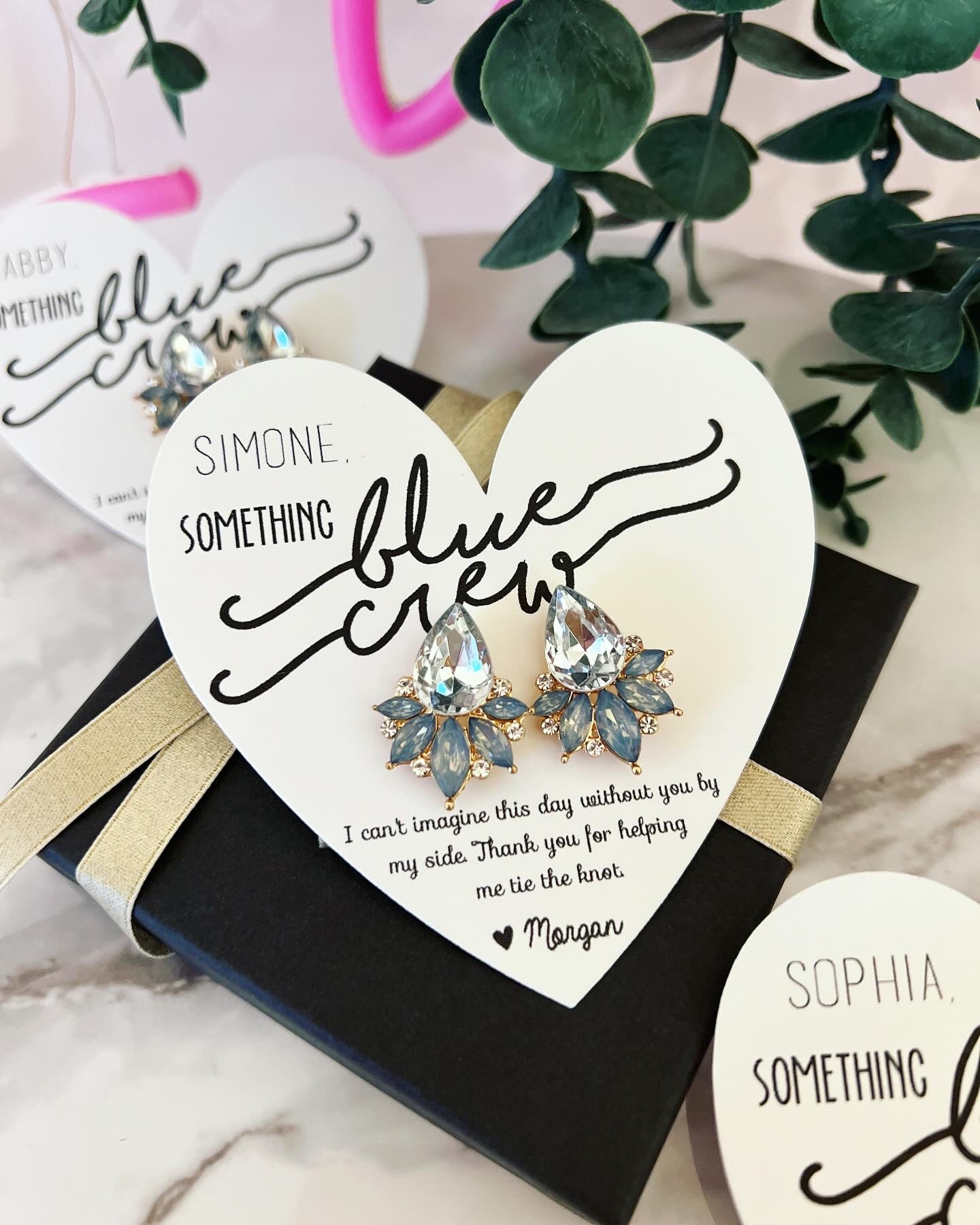 Bridesmaid Opal earrings Something Blue, blue crew gifts! TOP SELLER! Bridal party proposal gift, bridesmaid box, Bridesmaid thank you