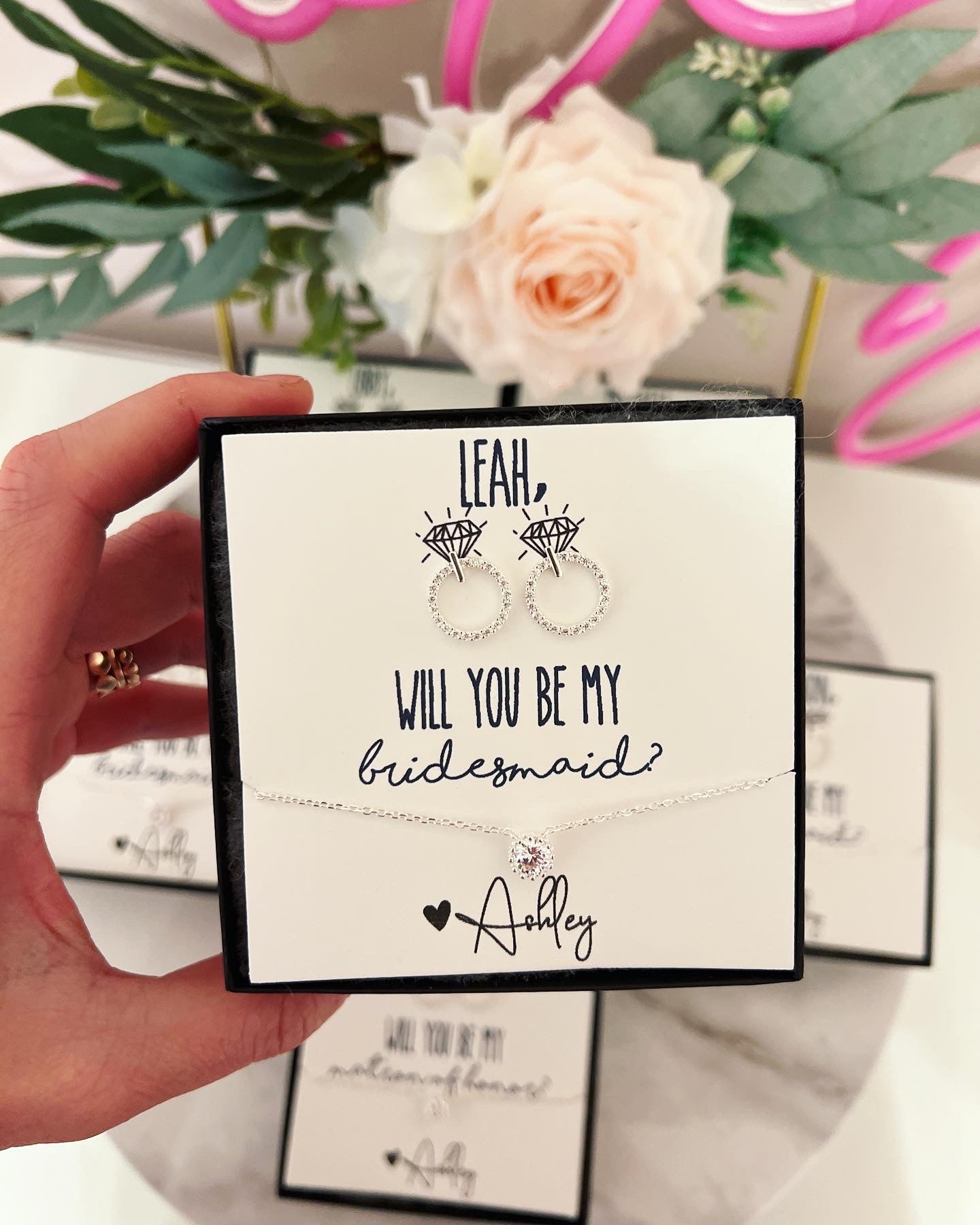 Will you be my...? Bridal Party Earring + Necklace Gift Set!