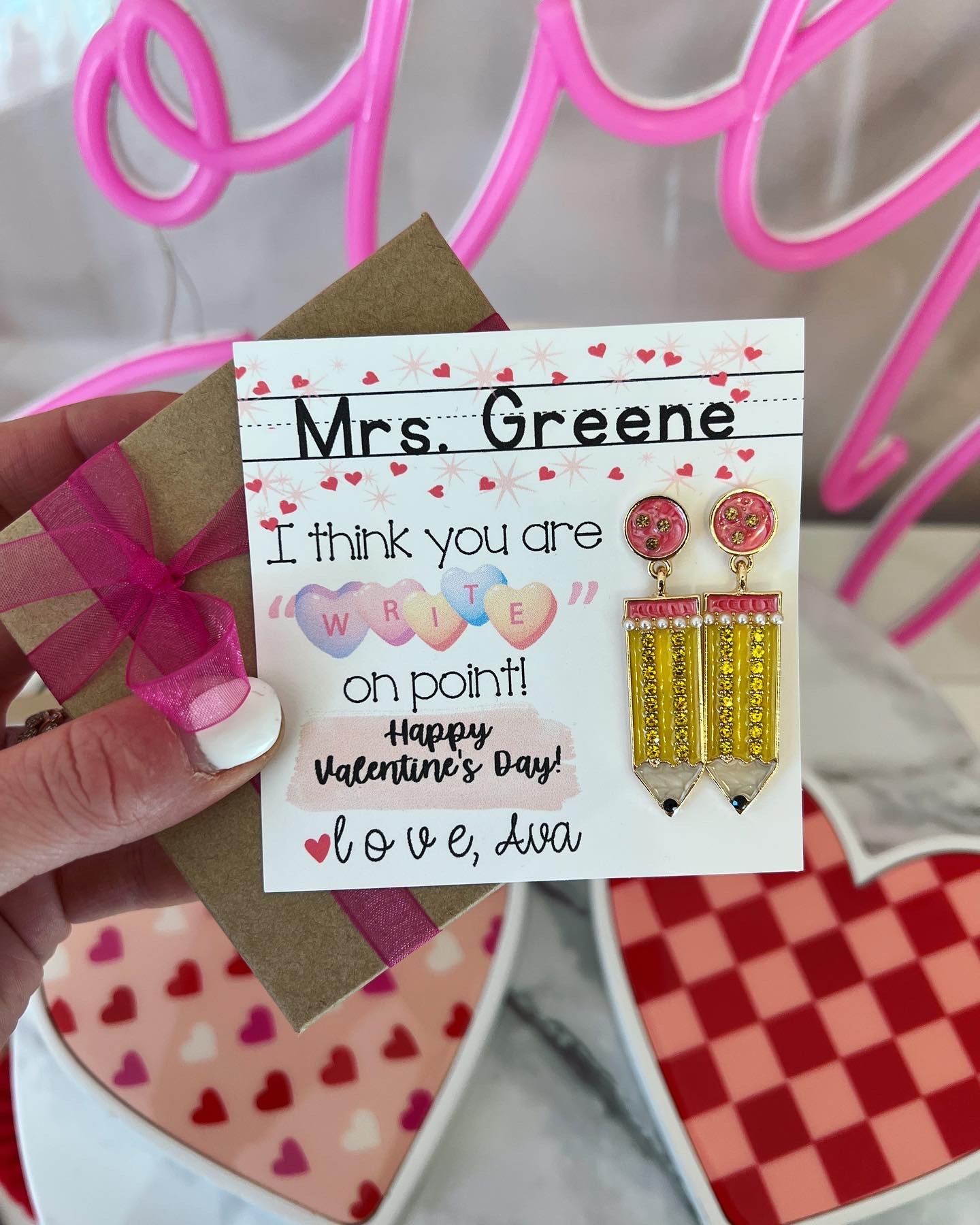Valentine's Day Pencil earrings Teacher Gift!