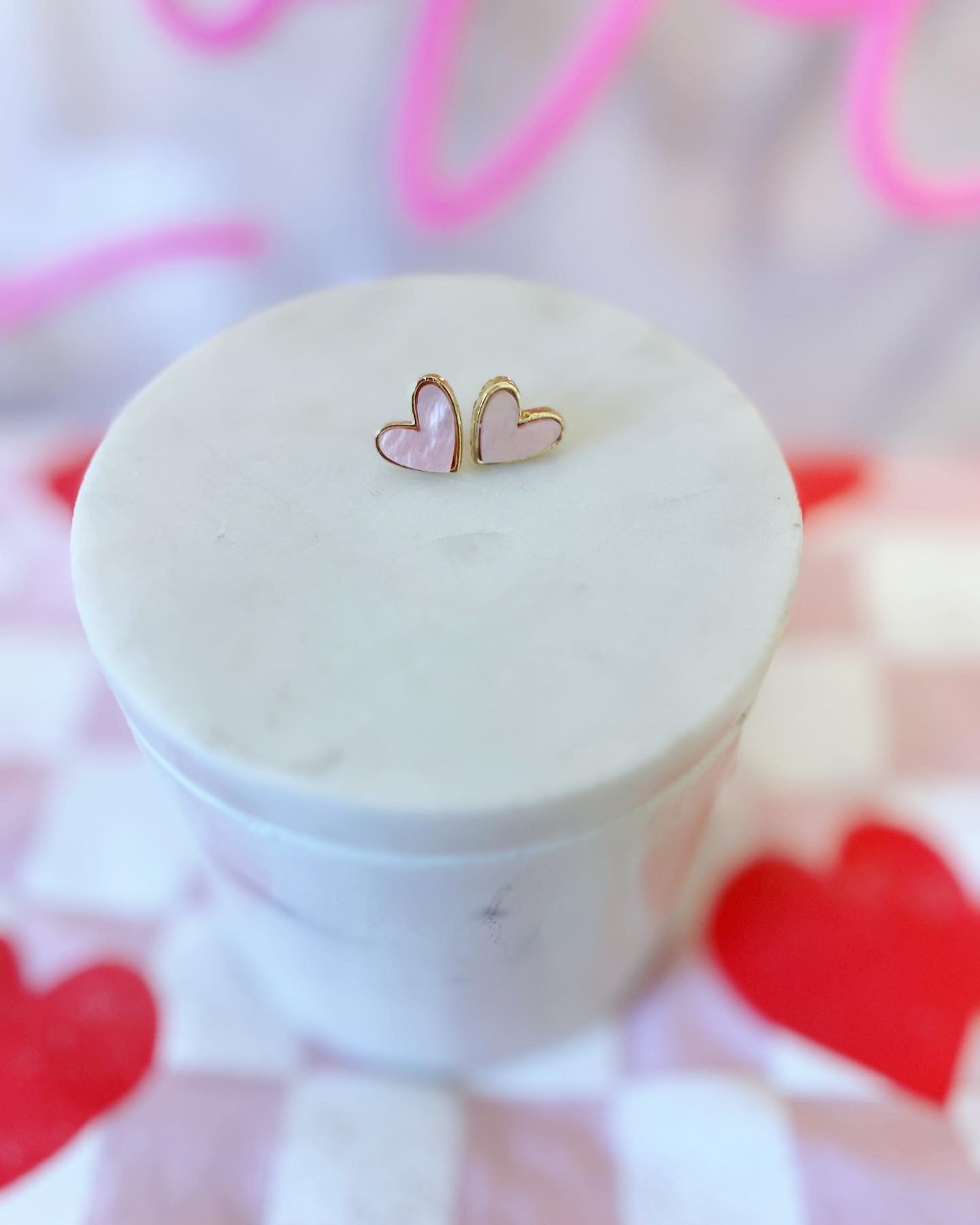 Teacher Valentine's Day Gift!Pink & Gold Heart Stud earrings, Valentine's gift, included with box+ribbon! Happy Valentine's Day!Teacher gift