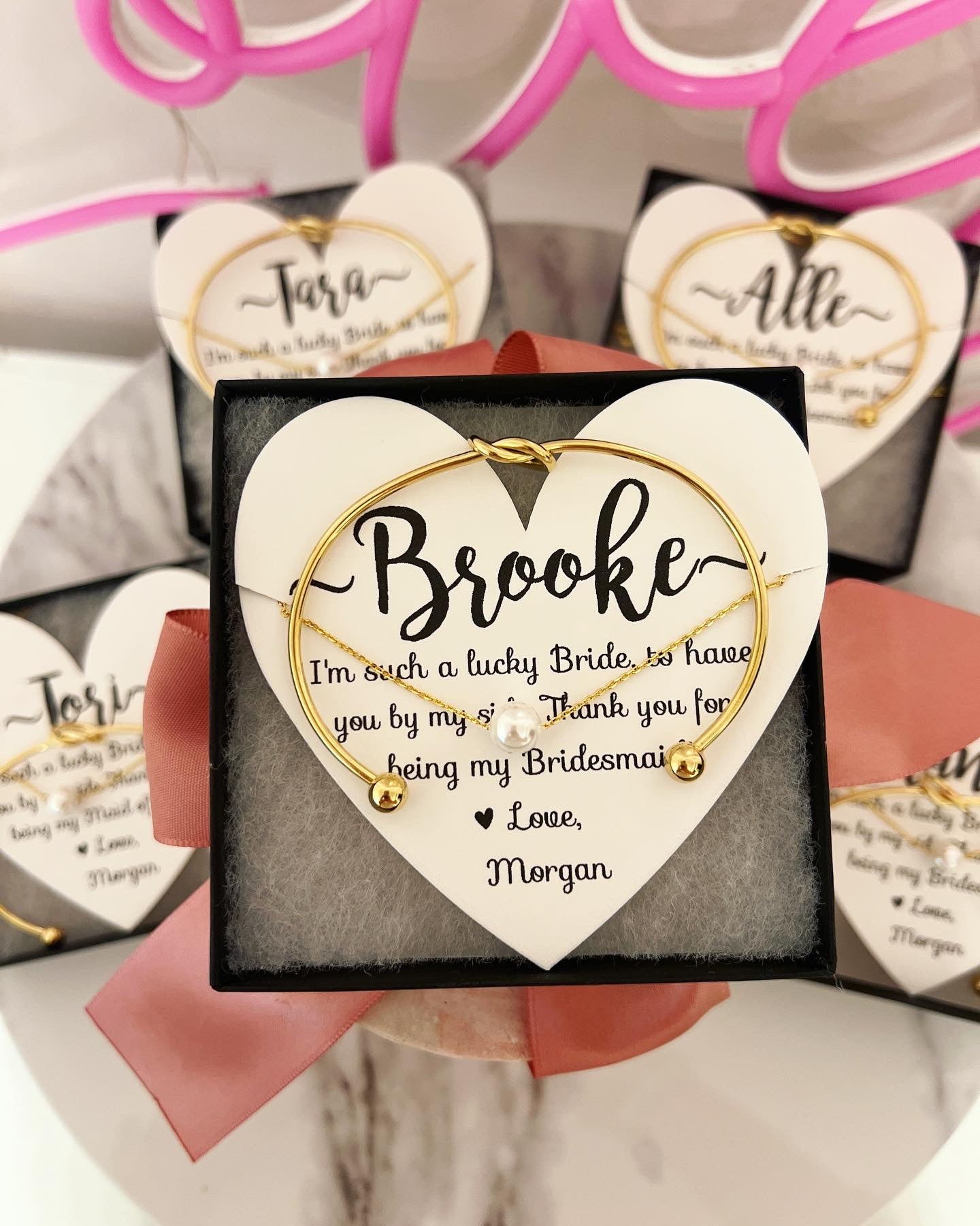 Pearl Necklace and Bangle Set for Bridal party