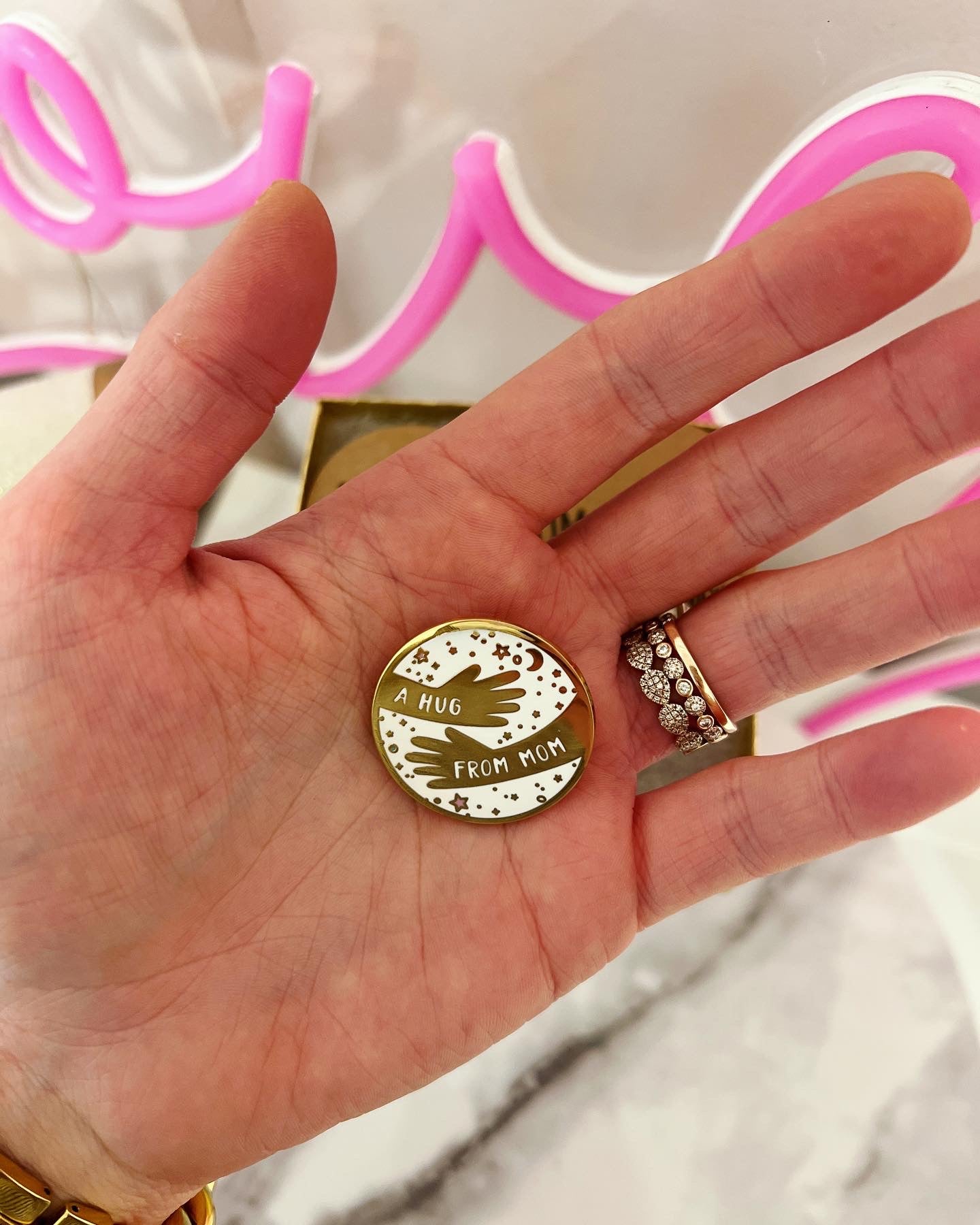 Hug from mom, First day of school backpack pin, personalized card, box and ribbon included!