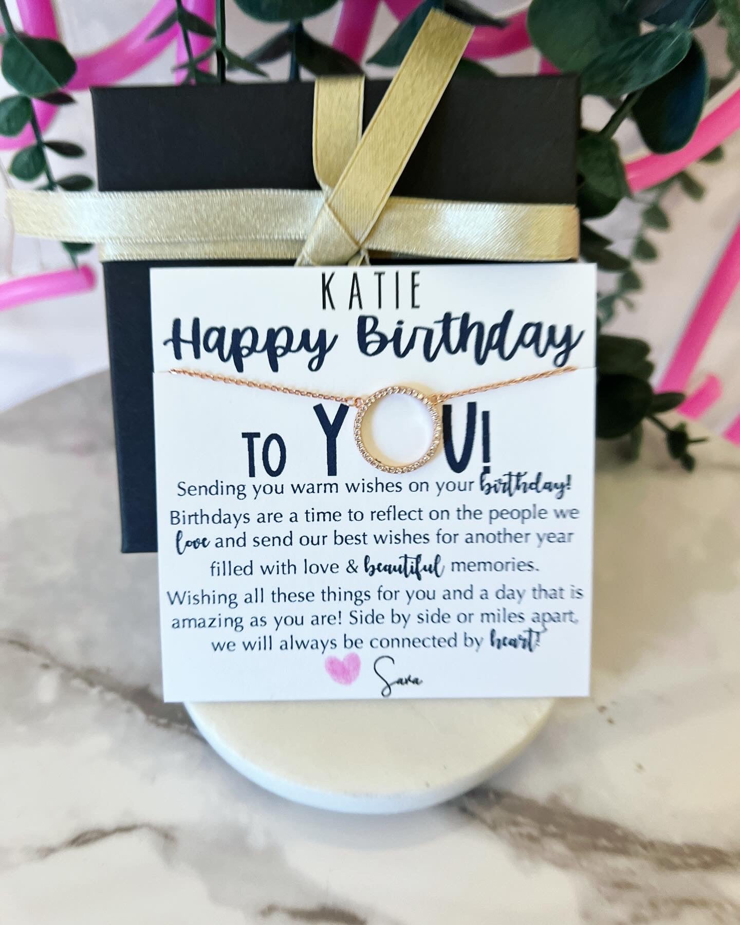 Happy Birthday, to YOU! Circle Pendant Necklace non-tarnish, Birthday gift! FREE SHIPPING. USA Company!