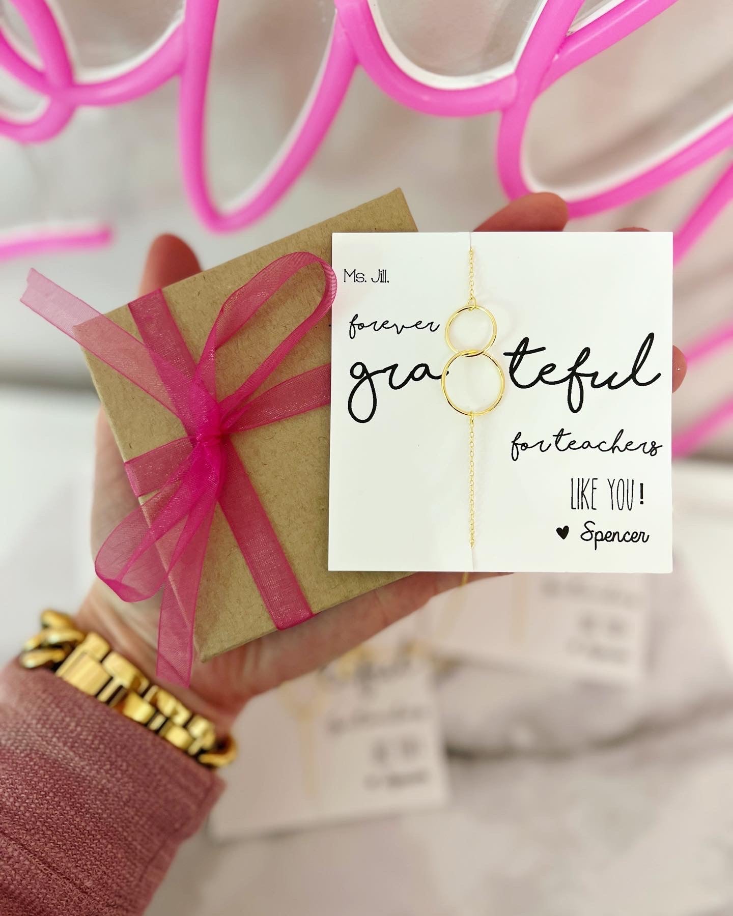 Grateful Necklace! Infinity Circles! Teacher Gift