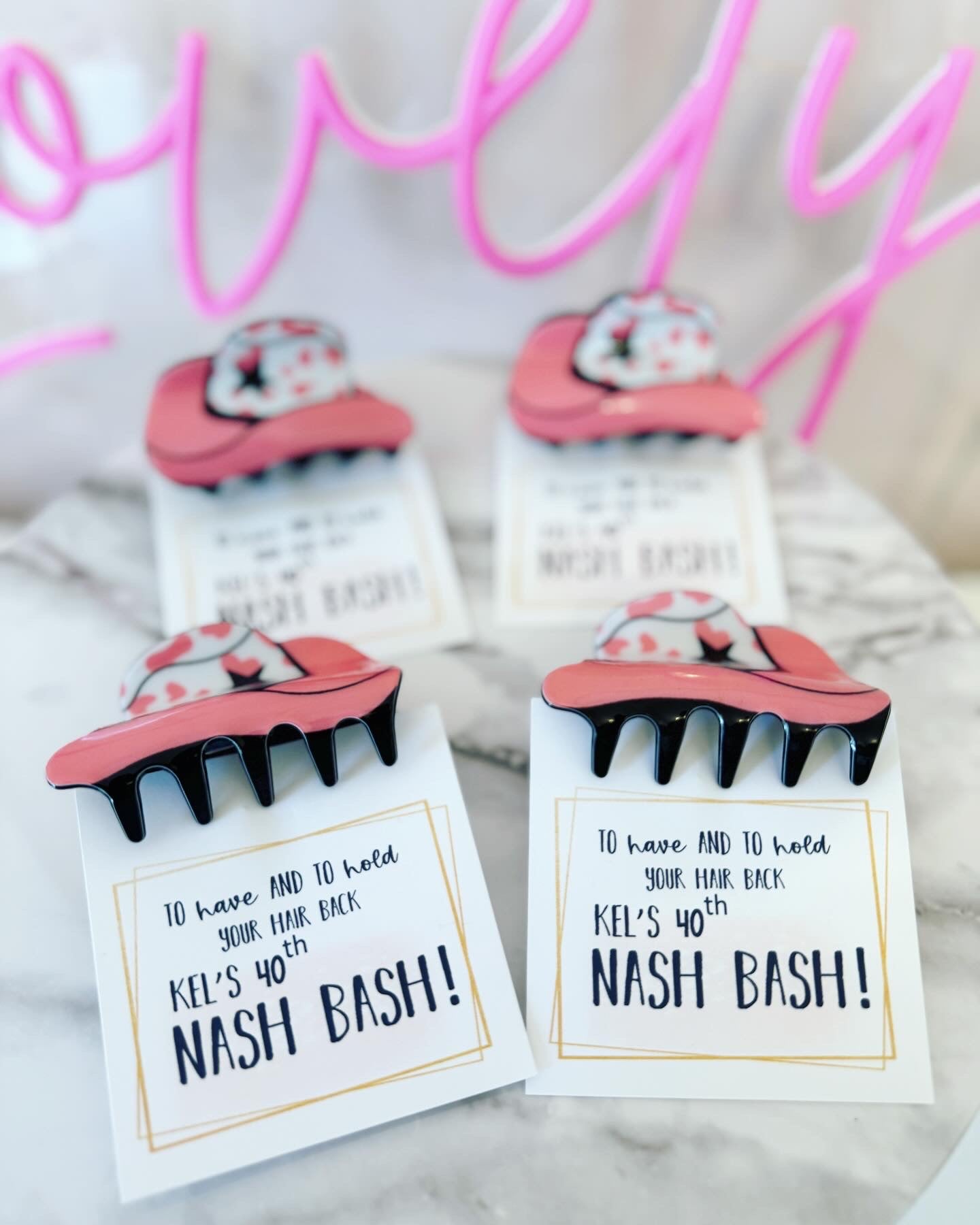 Nash-Bash Birthday gift favor, Nashville Girls Trip gift, Nash-Ty, Girls Trip gift, Acrylic Hair clip, personalized card