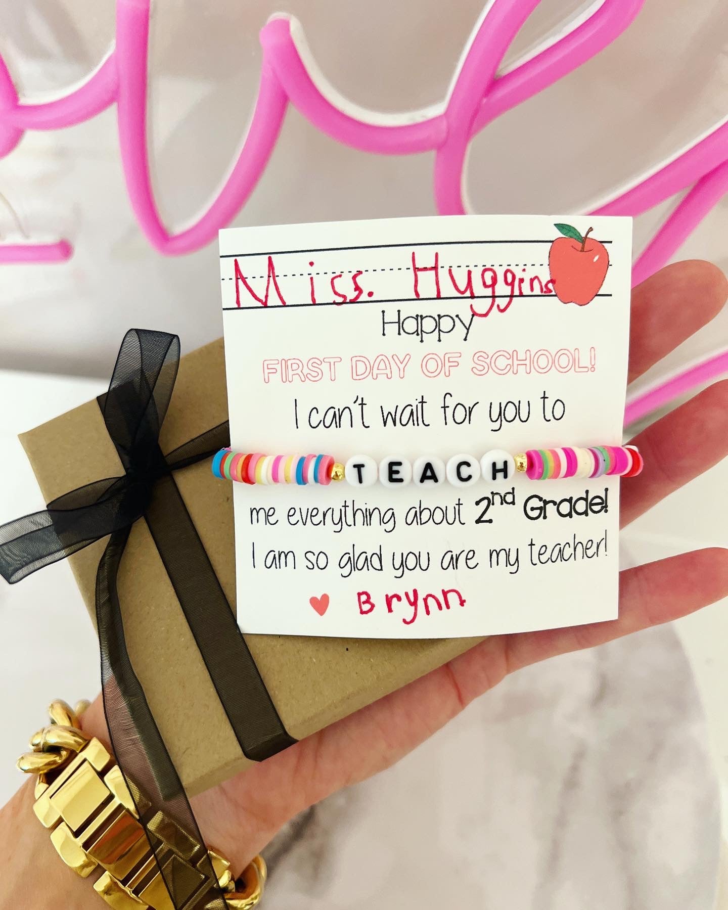 Rainbow teach bracelet! Teacher Gift! Back to School Gift! First day of school teacher gift