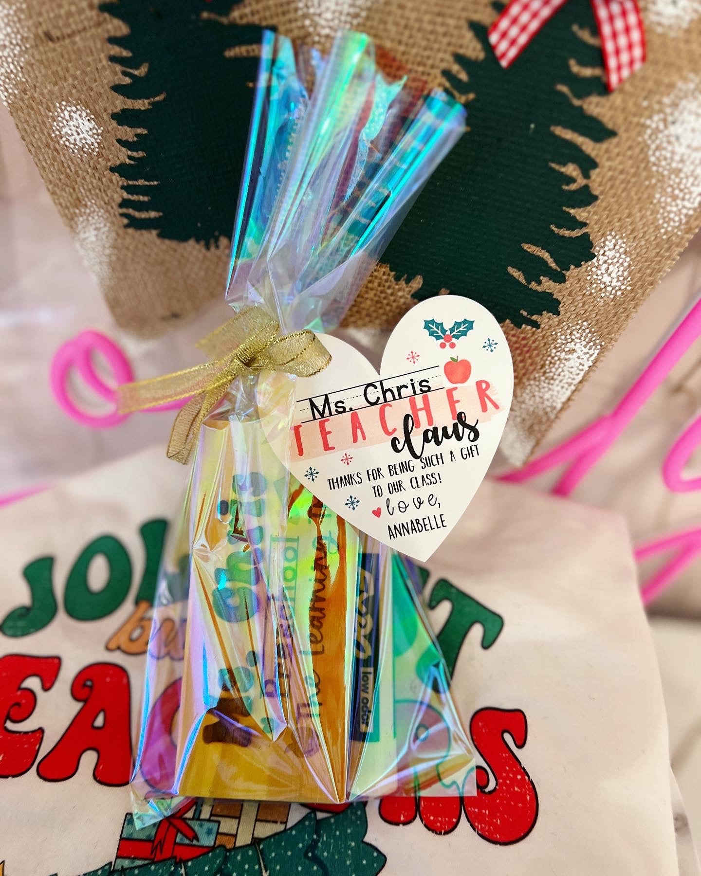 Teacher Claus, Engraved Personalized Whiteboard Eraser with card + Marker & Giftwrap!