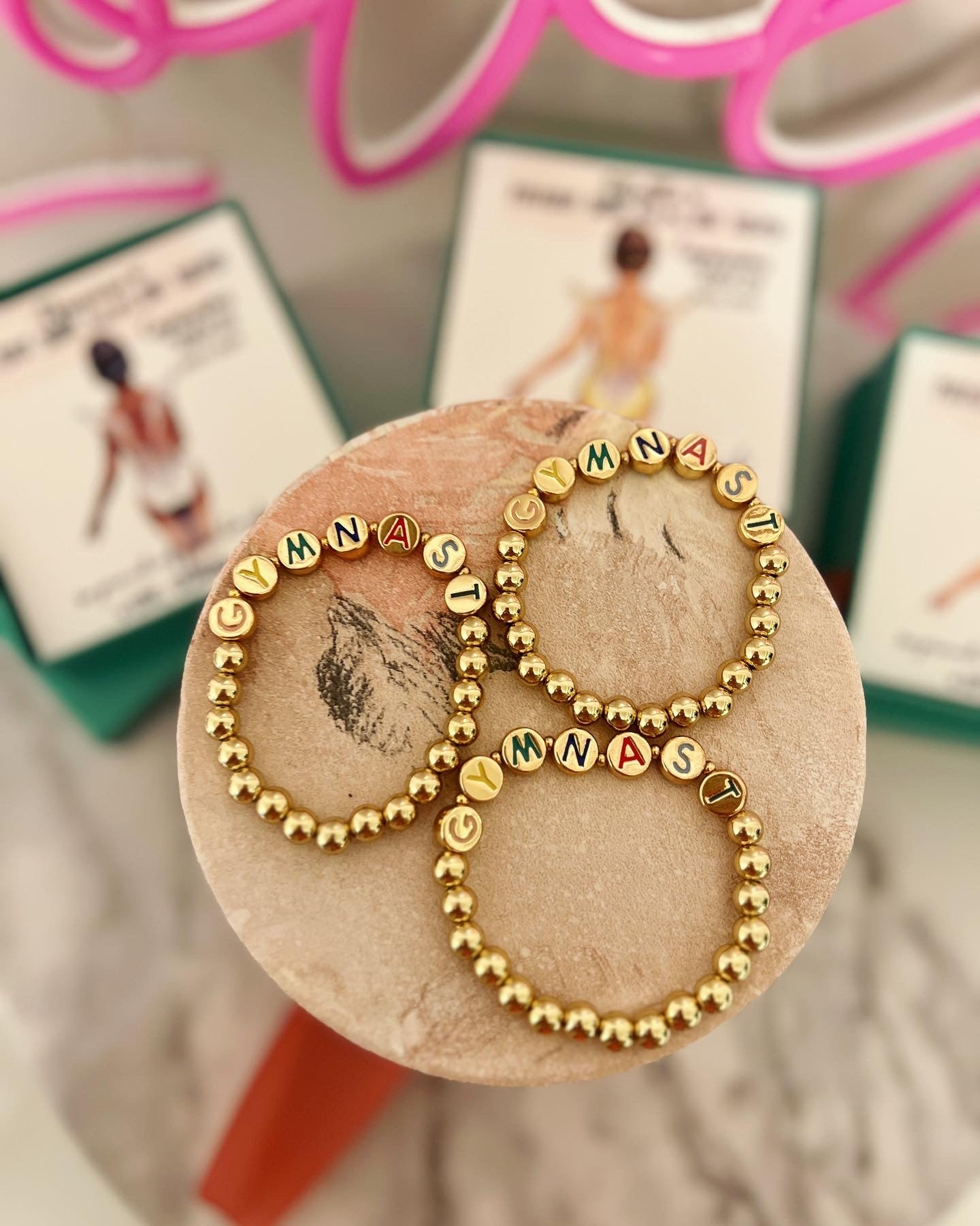 Gymnastics beaded Bracelet & custom Gymnast card