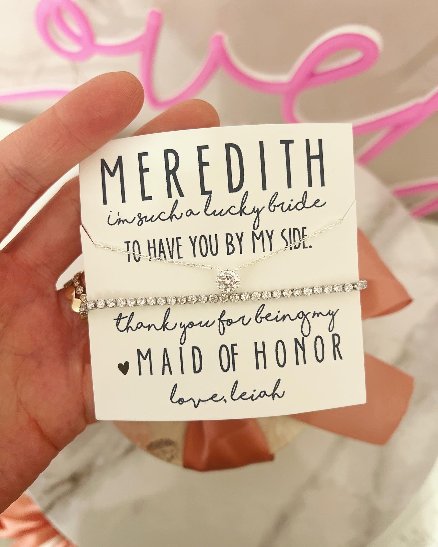 Thank You Bridal Party Necklace & Bracelet Set