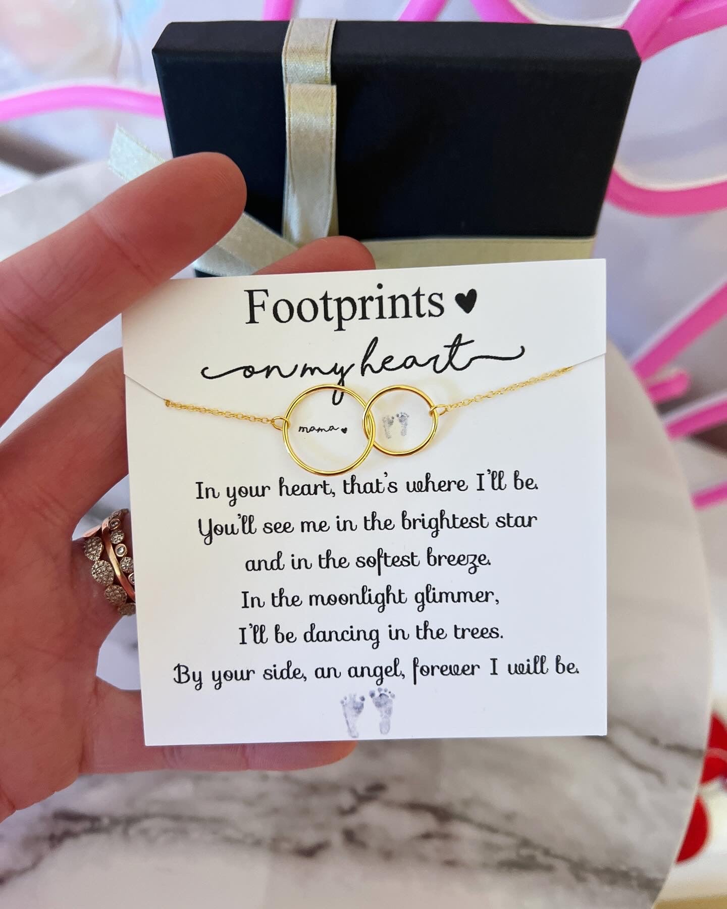 Miscarriage, loss of a baby Tied together infinity necklace, poem card, NON- TARNISH necklace, box & ribbon gift