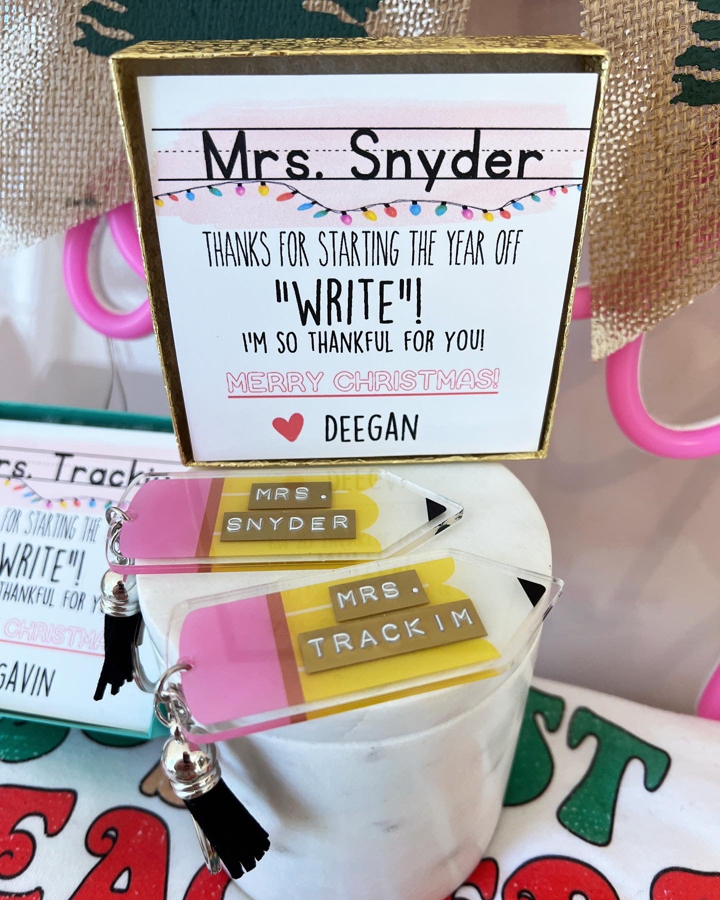 Teacher Christmas Gift Keychain