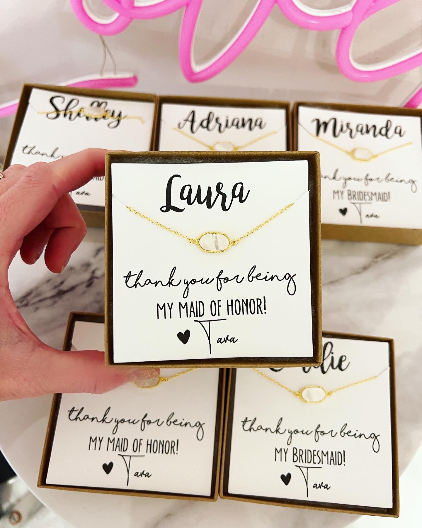 Thank you for being my....Bridal Party Iridescent White+ Gold Bracelet!