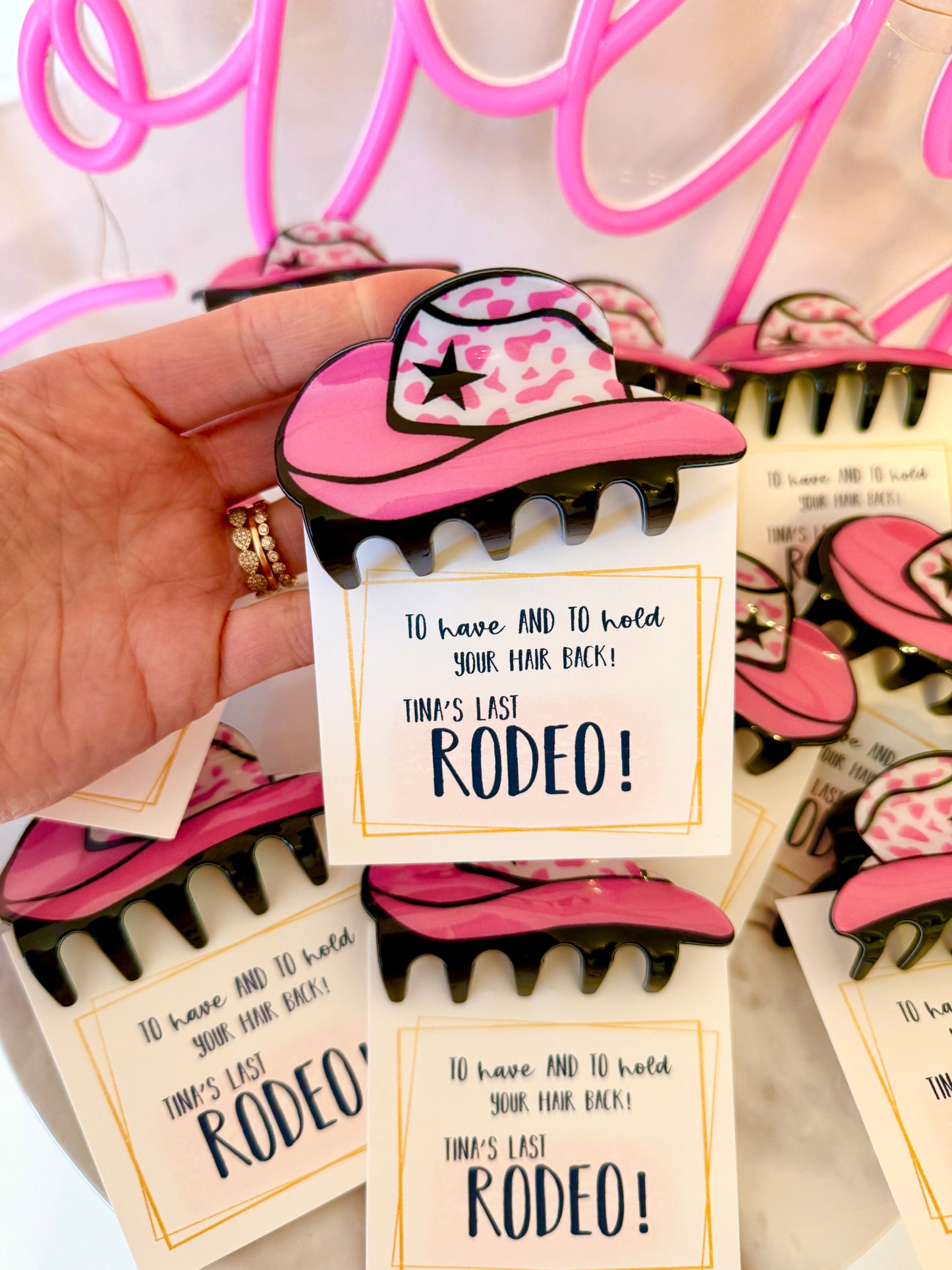 Last Rodeo, Bachelorette party gift, Nashville bridesmaid gift, Cowgirl, Cowboy bridal party gift, bridesmaid claw clip, Bridal party favor