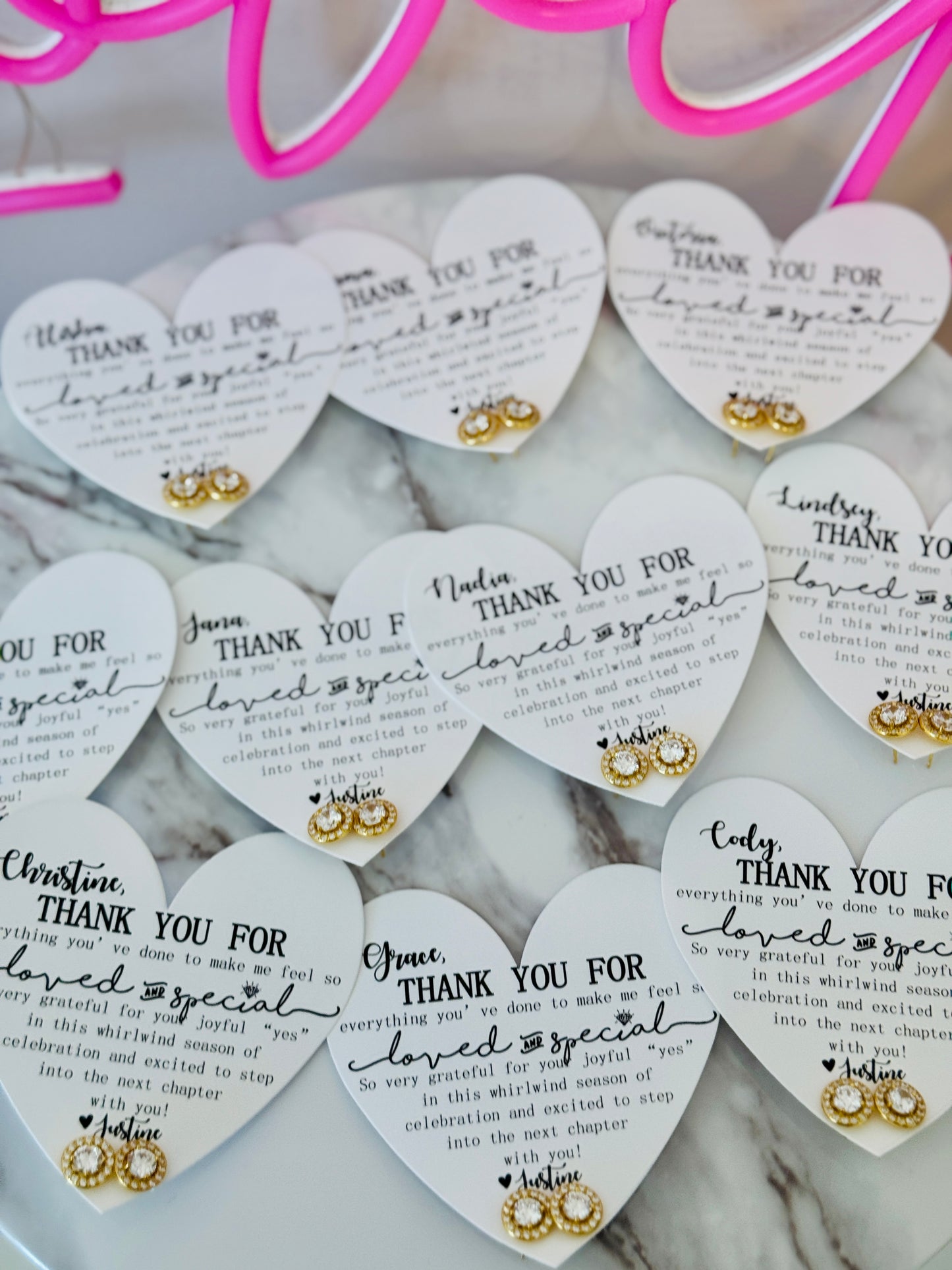 Loved and Special Bridal party earrings House Party, NON- Tarnish, hypoallergenic!