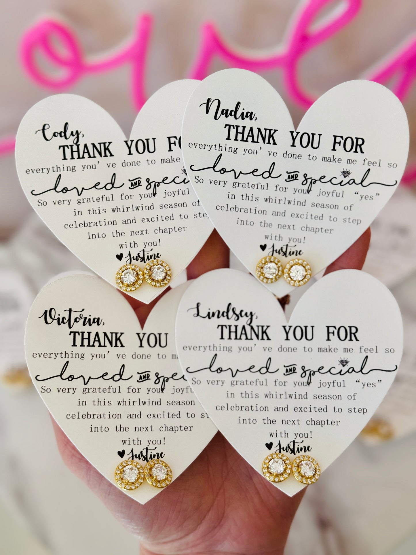 Loved and Special Bridal party earrings House Party, NON- Tarnish, hypoallergenic!