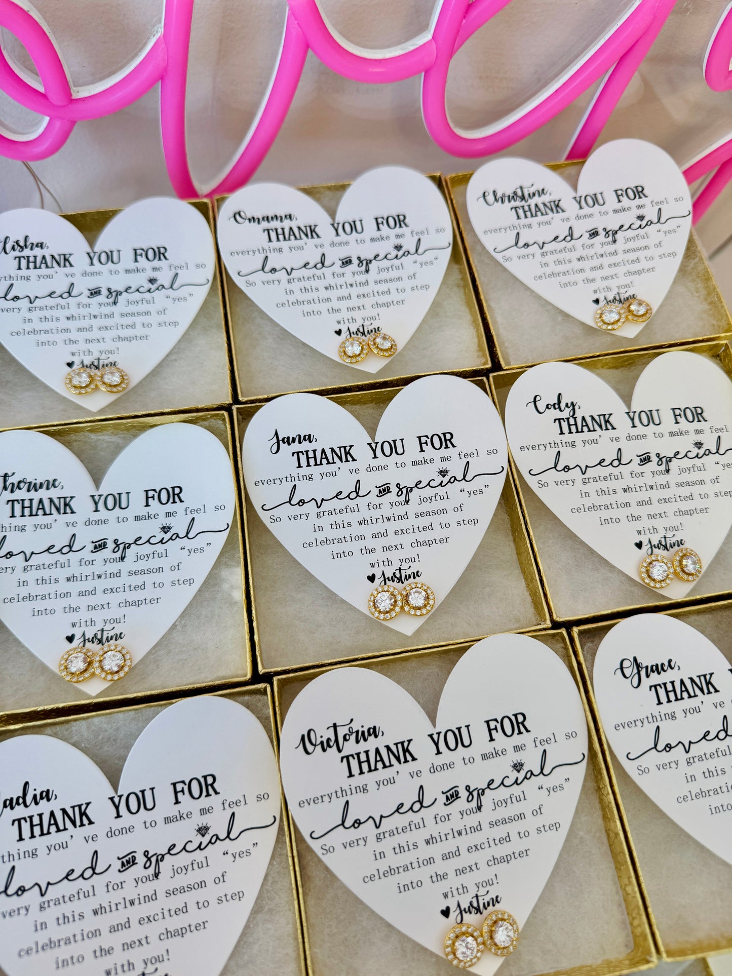 Loved and Special Bridal party earrings House Party, NON- Tarnish, hypoallergenic!