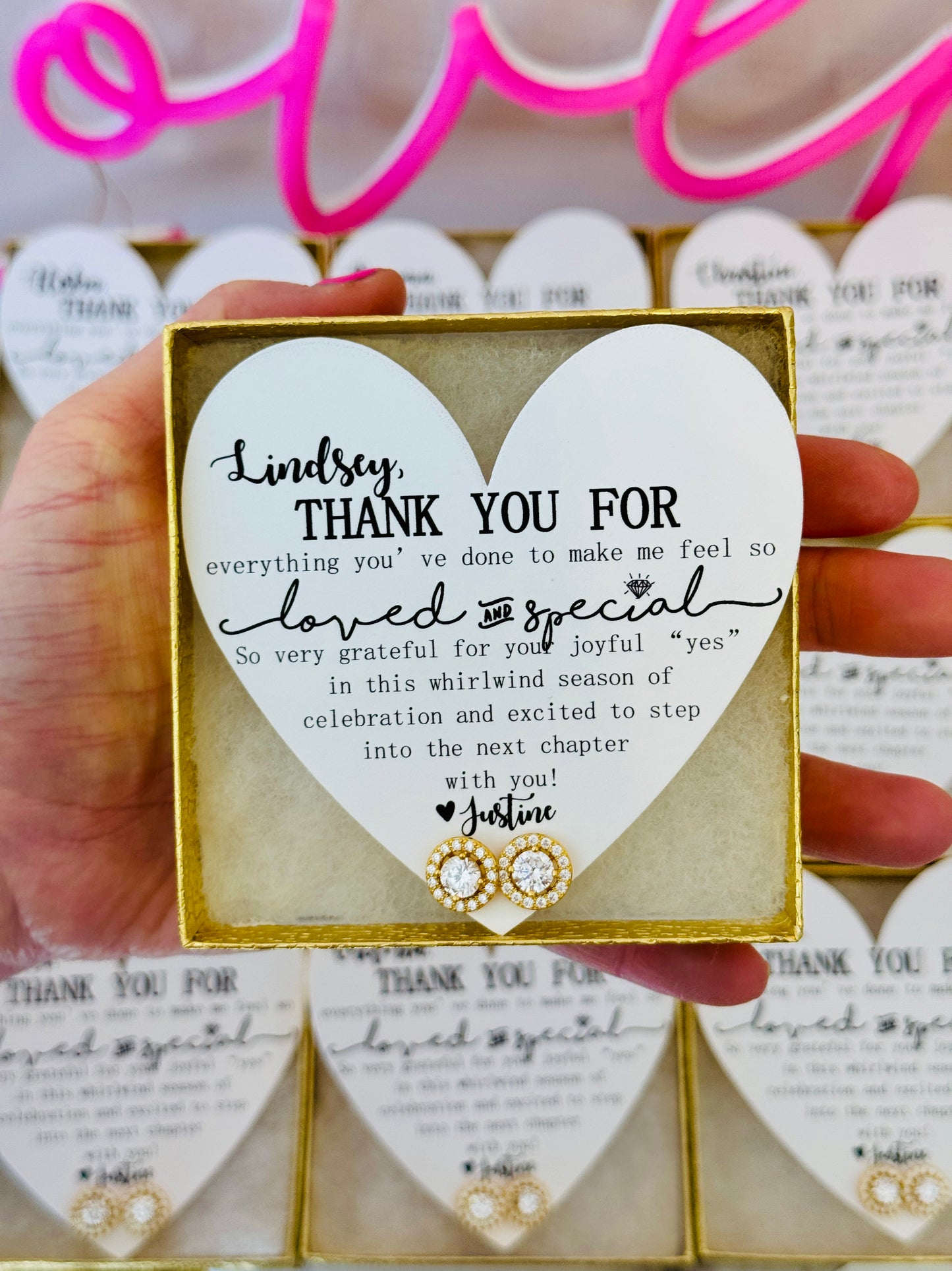 Loved and Special Bridal party earrings House Party, NON- Tarnish, hypoallergenic!