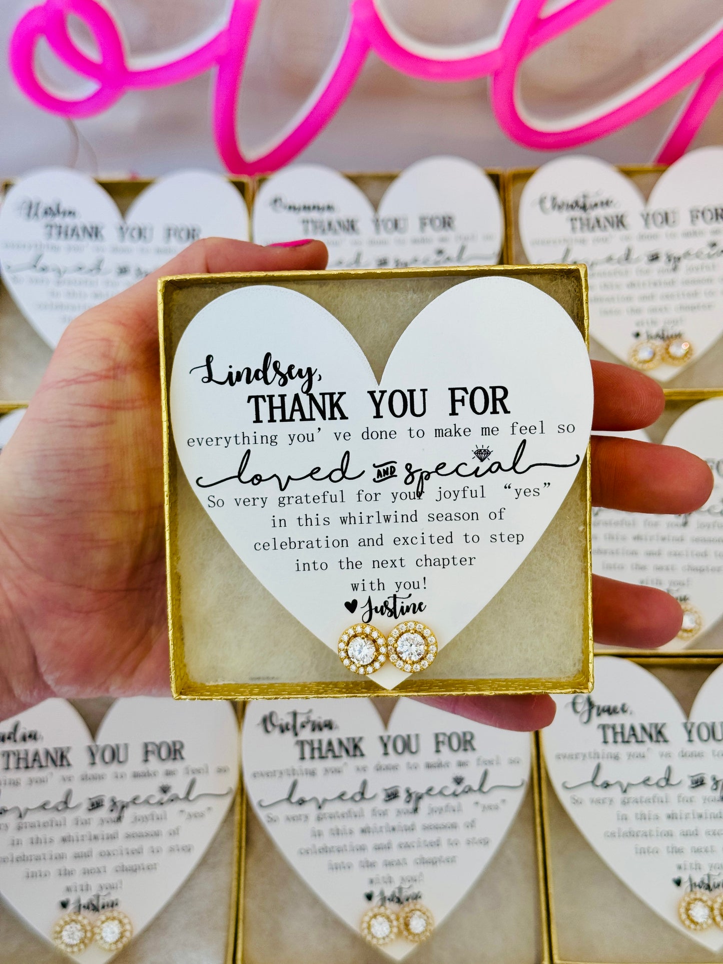 Loved and Special Bridal party earrings House Party, NON- Tarnish, hypoallergenic!