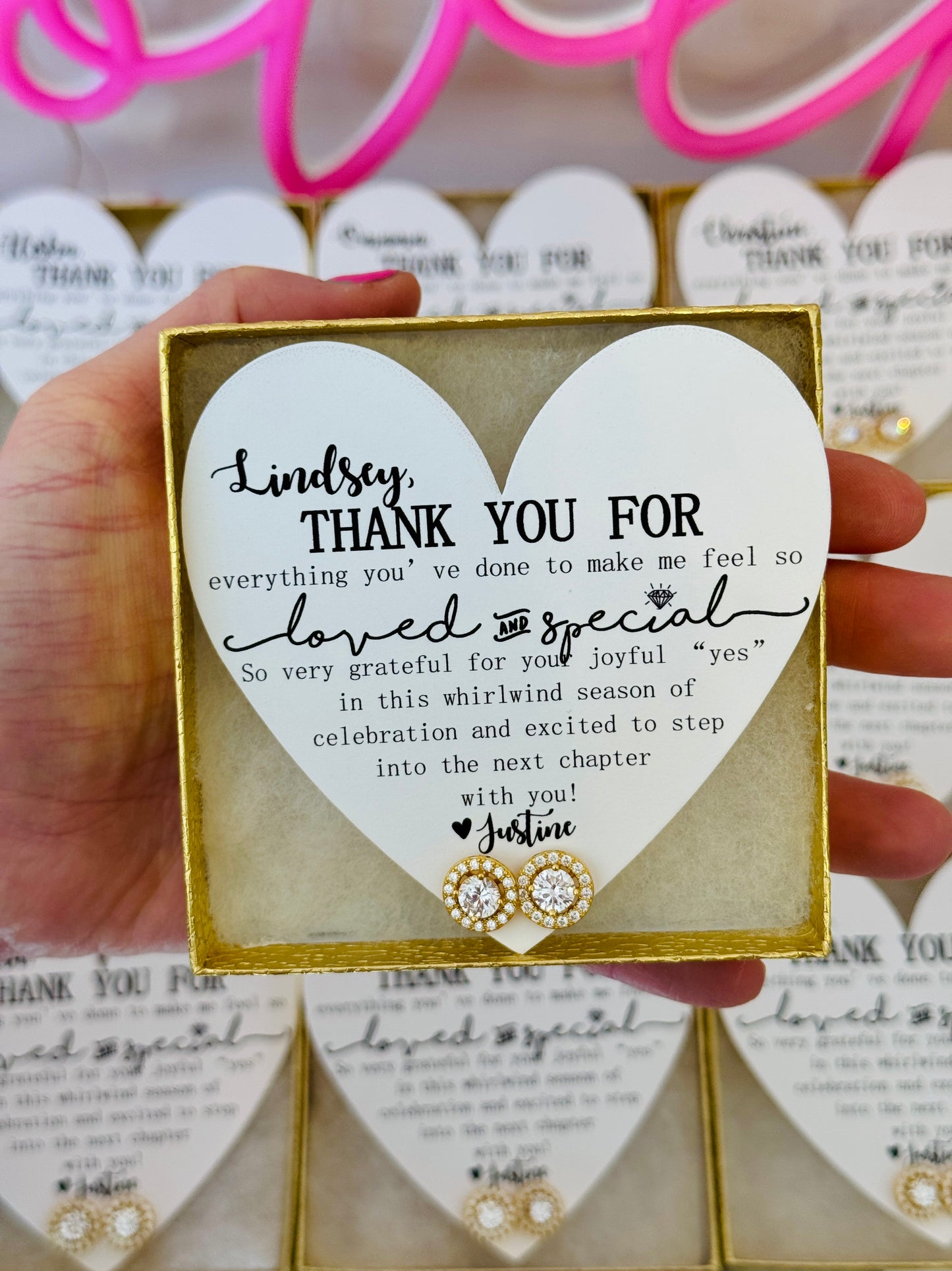 Loved and Special Bridal party earrings House Party, NON- Tarnish, hypoallergenic!