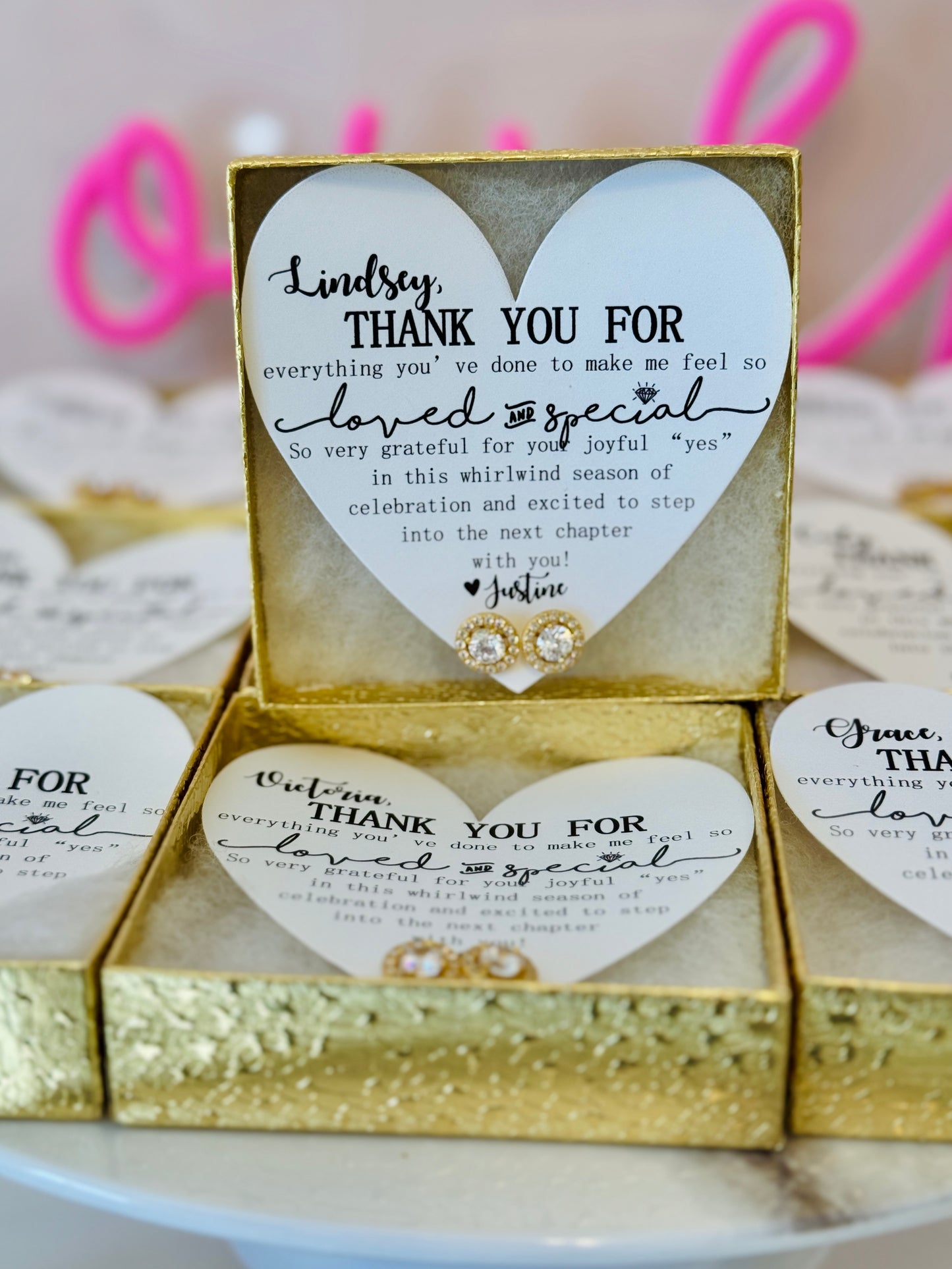 Loved and Special Bridal party earrings House Party, NON- Tarnish, hypoallergenic!