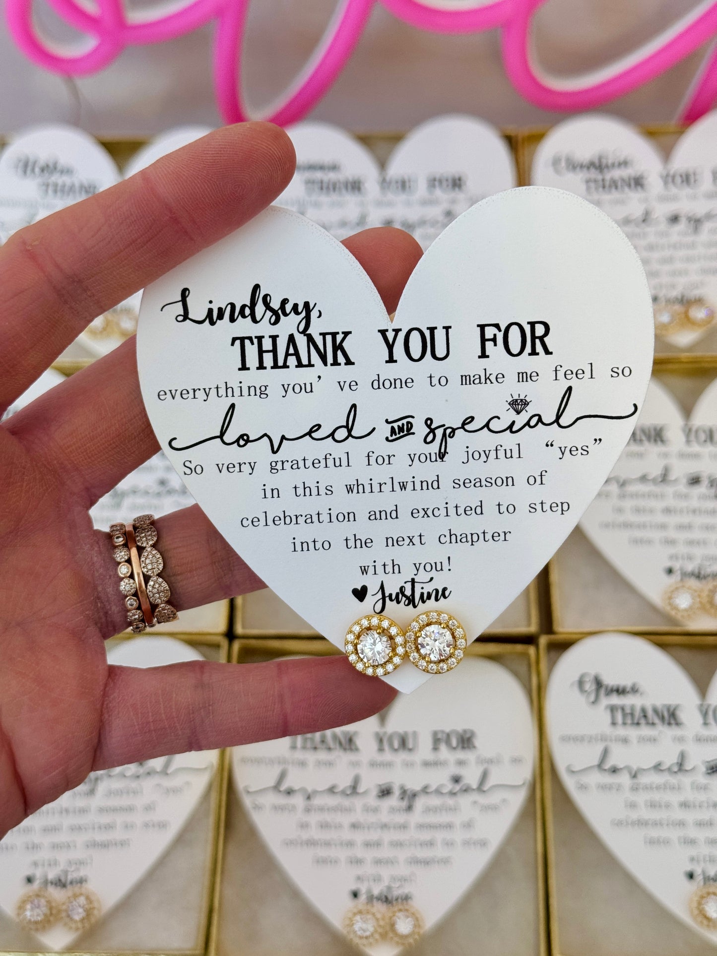 Loved and Special Bridal party earrings House Party, NON- Tarnish, hypoallergenic!